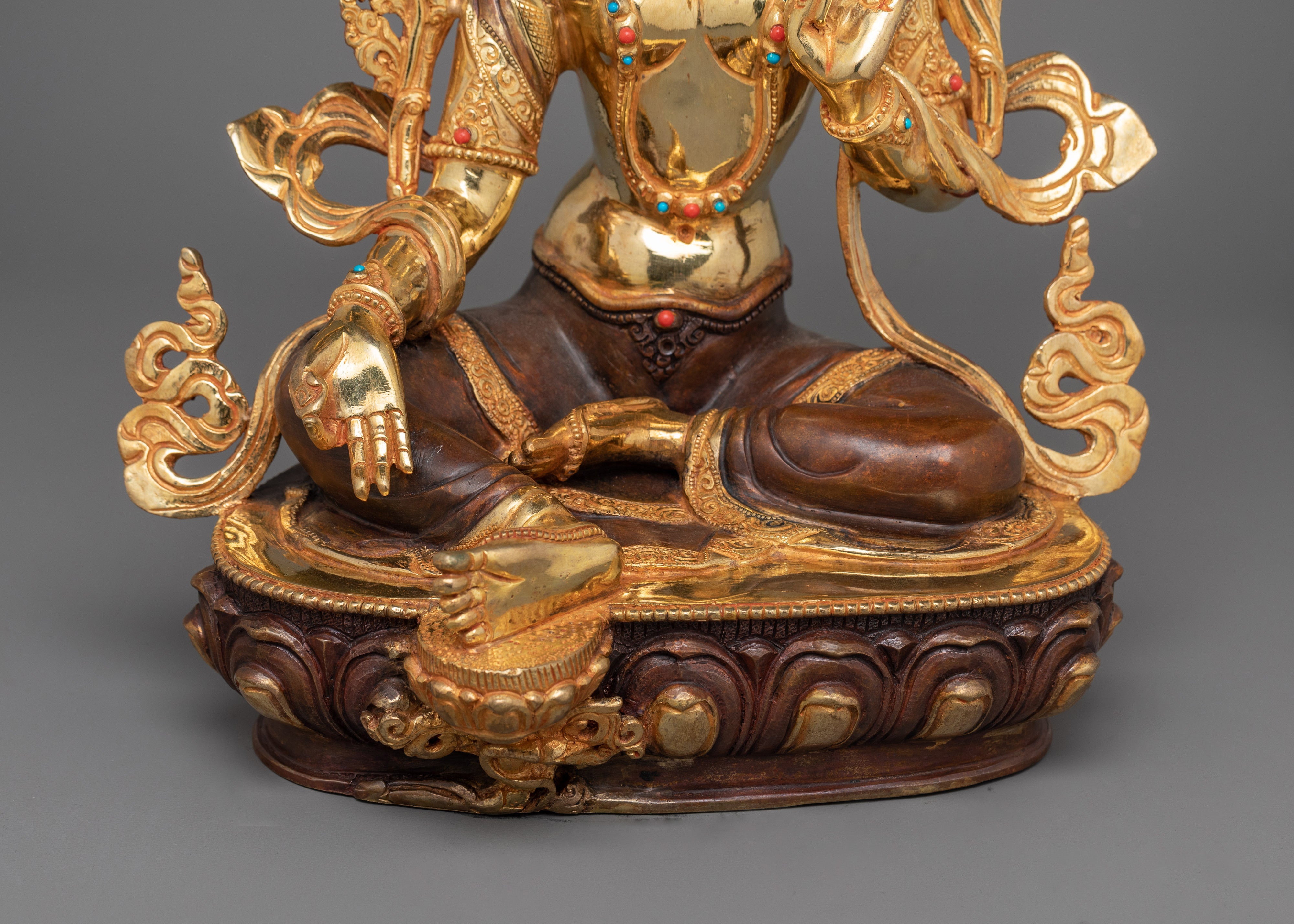 Compassionate Buddhist Green Tara Figurine | Tibetan Goddess Spiritual Home Decor
