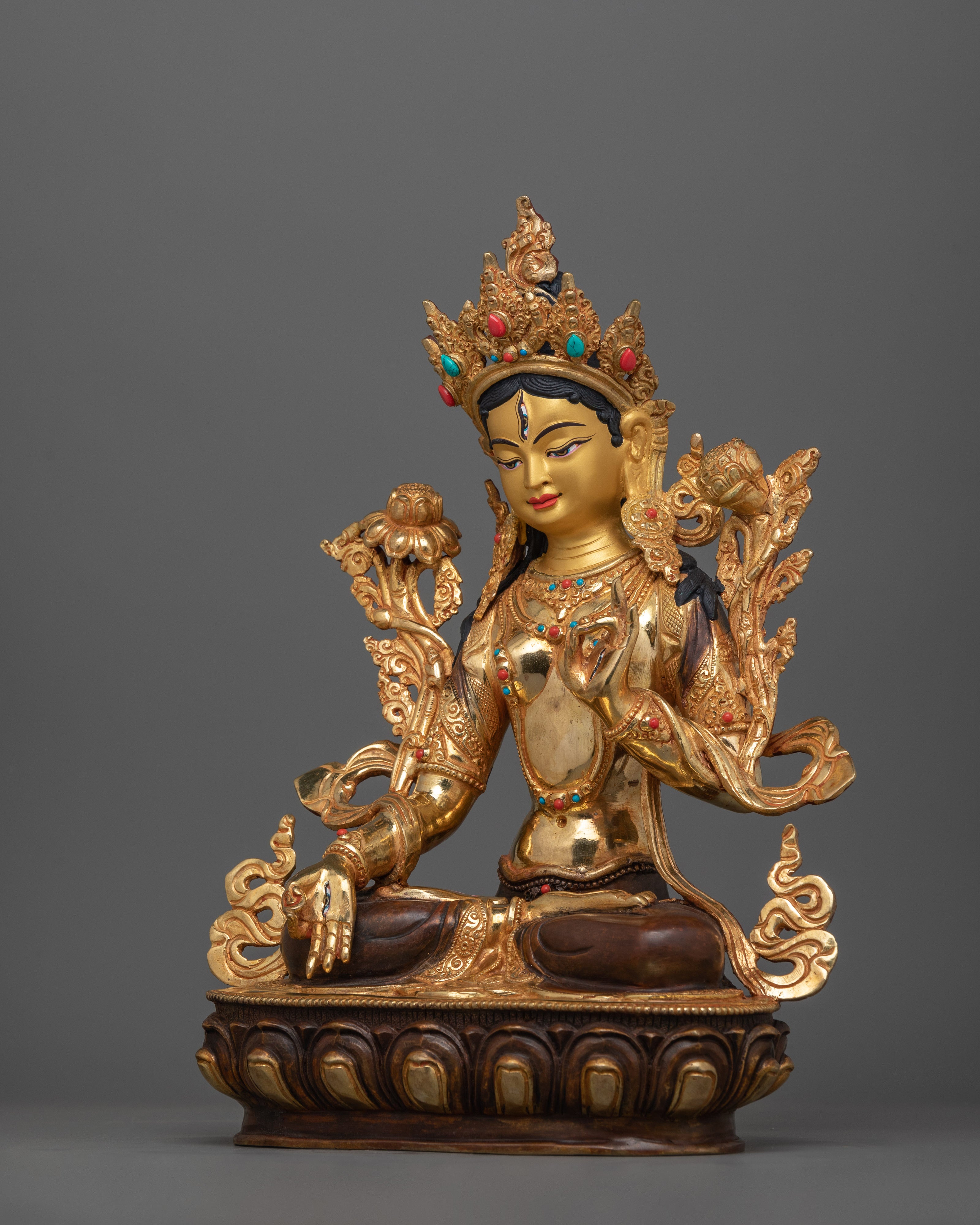 White Tara Spiritual Decor Figurine | Female Bodhisattva Statue for Meditation and Rituals
