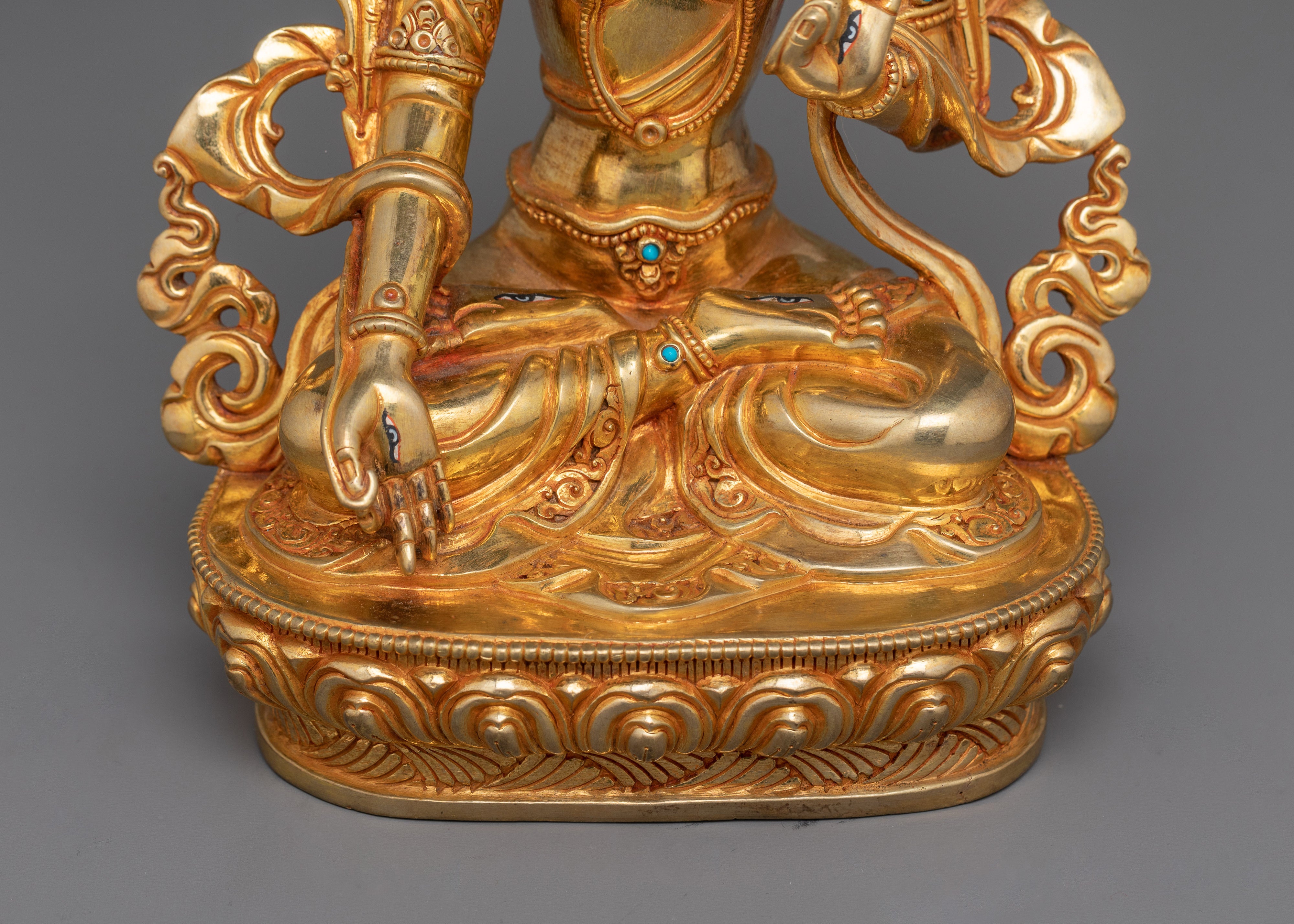 Tibetan Goddess White Tara Himalayan Art Statue | Healing Goddess Spiritual Decor