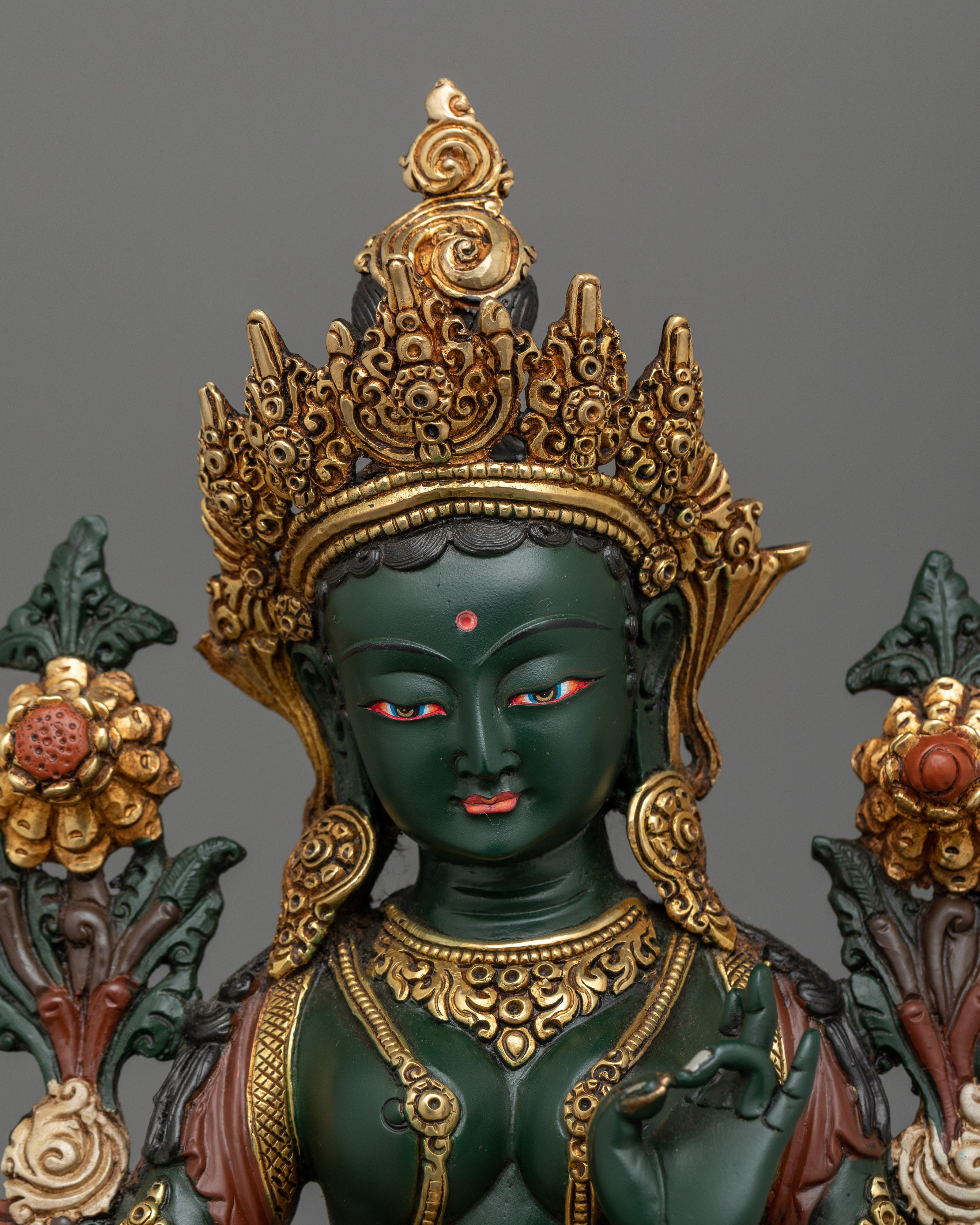 Divine Green Tara Sacred Feminine Sculpture | Green Color Goddess of Buddhism