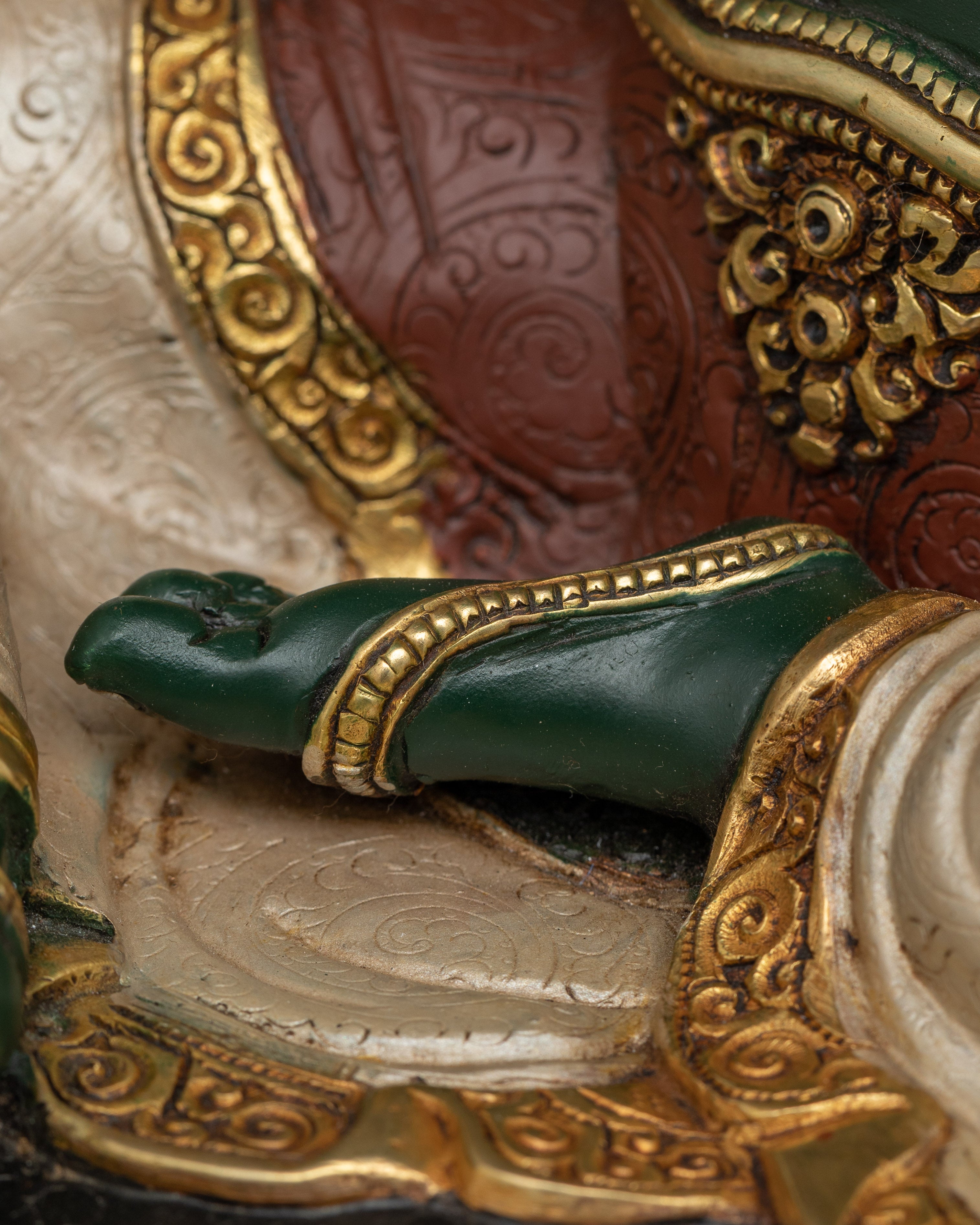 Divine Green Tara Sacred Feminine Sculpture | Green Color Goddess of Buddhism