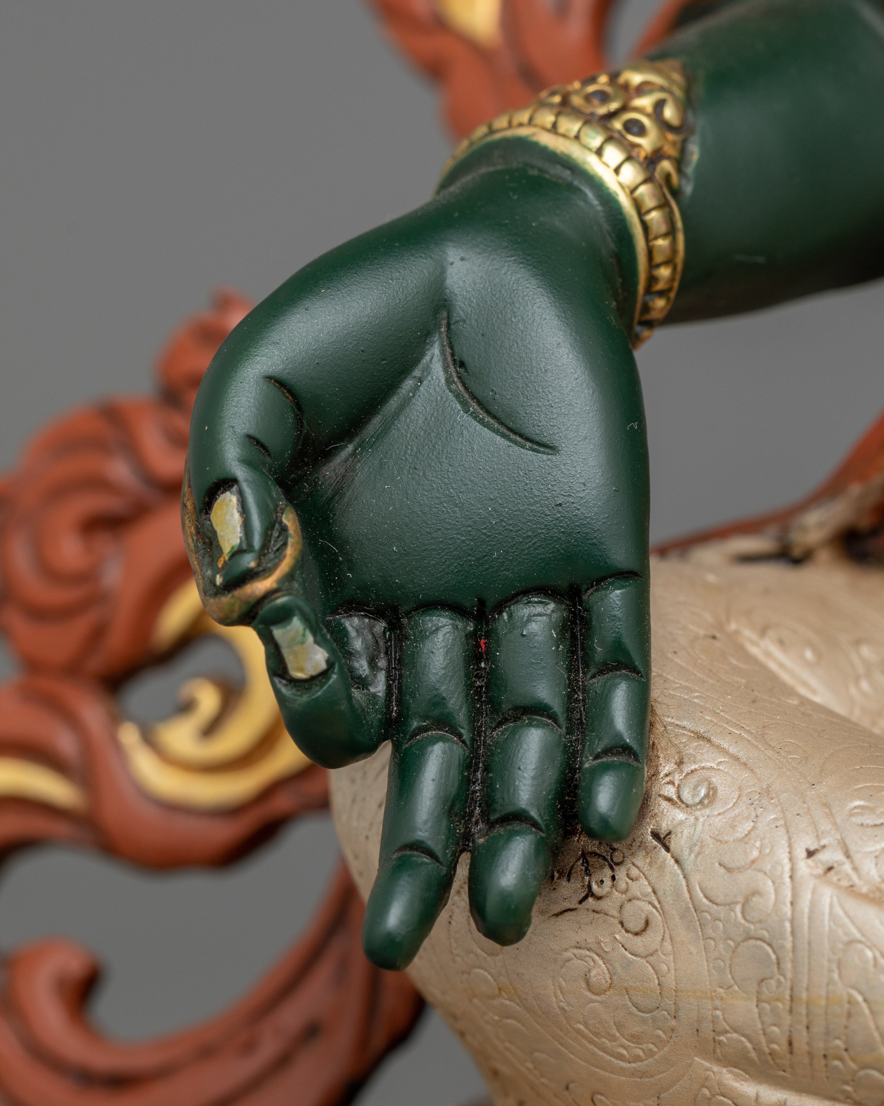 Divine Green Tara Sacred Feminine Sculpture | Green Color Goddess of Buddhism