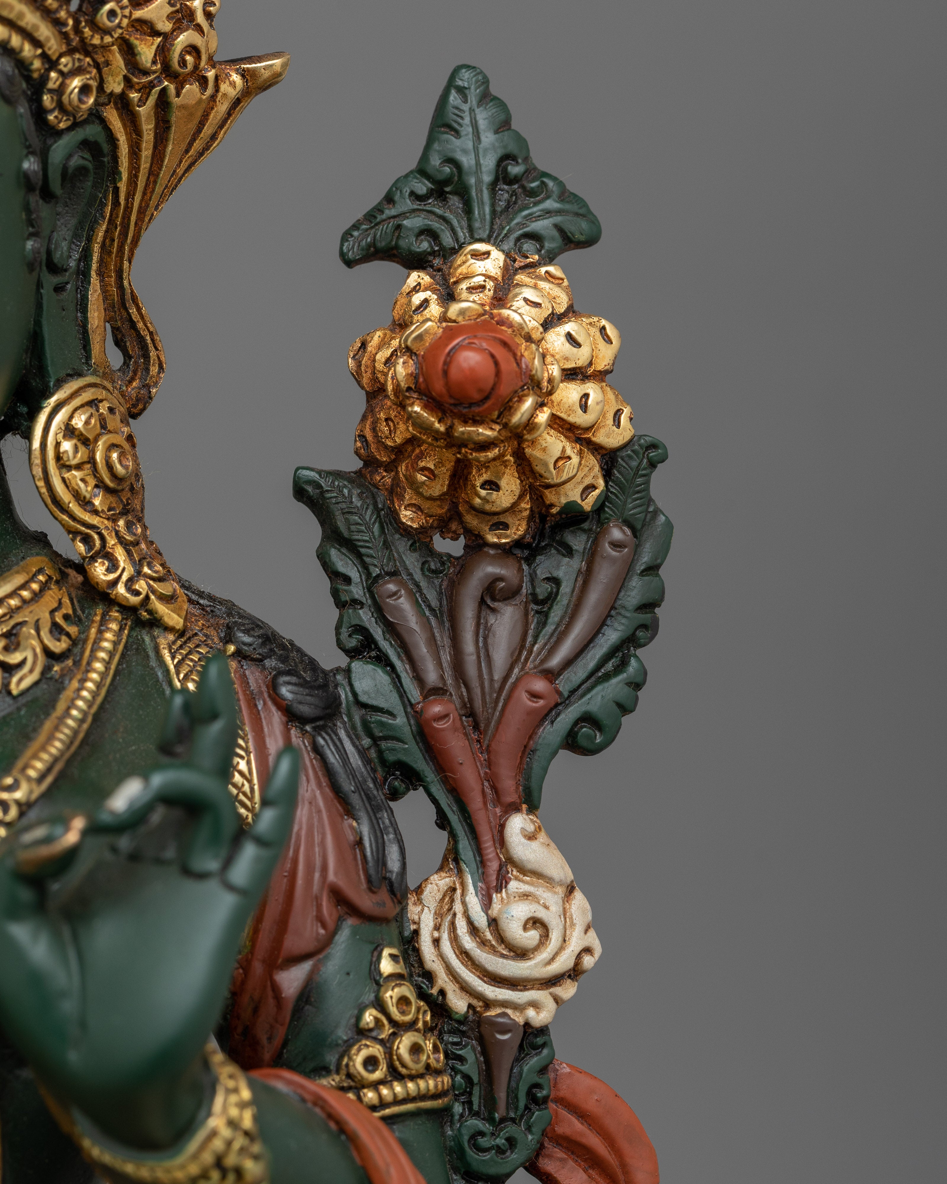 Divine Green Tara Sacred Feminine Sculpture | Green Color Goddess of Buddhism