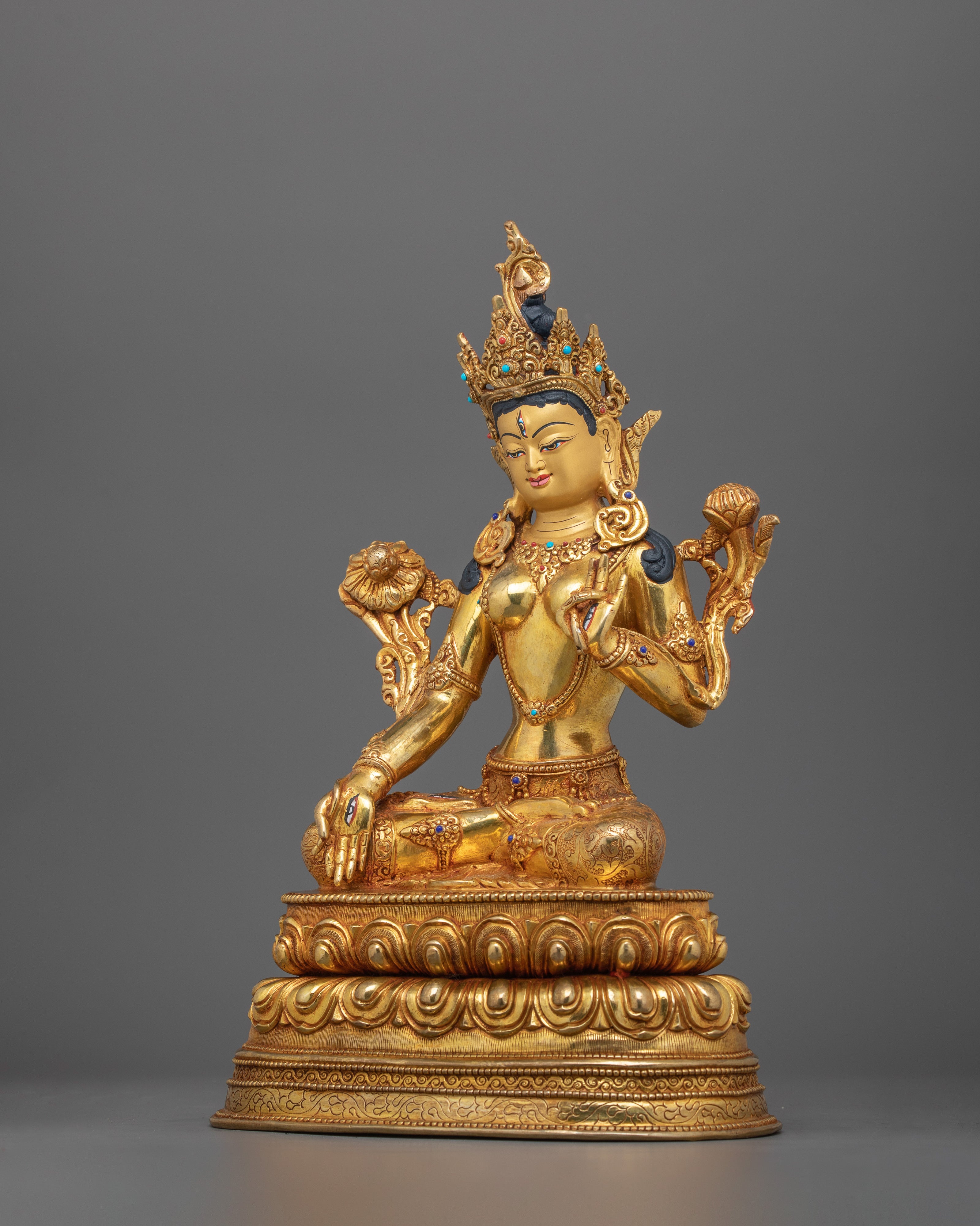 Compassionate Guardian Tibetan Buddhism White Tara Figurine | Sacred Art for Meditation