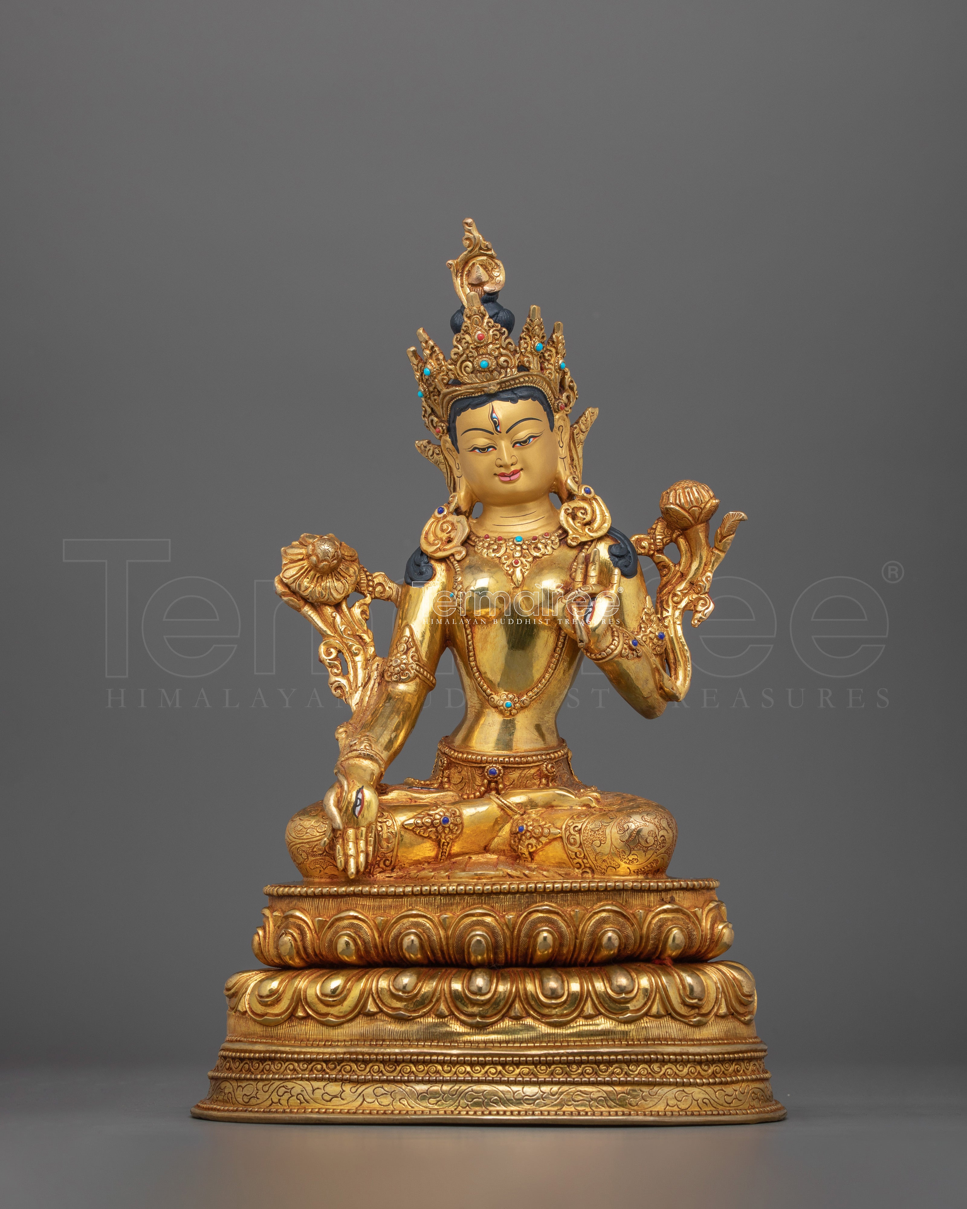 Compassionate Guardian Tibetan Buddhism White Tara Figurine | Sacred Art for Meditation