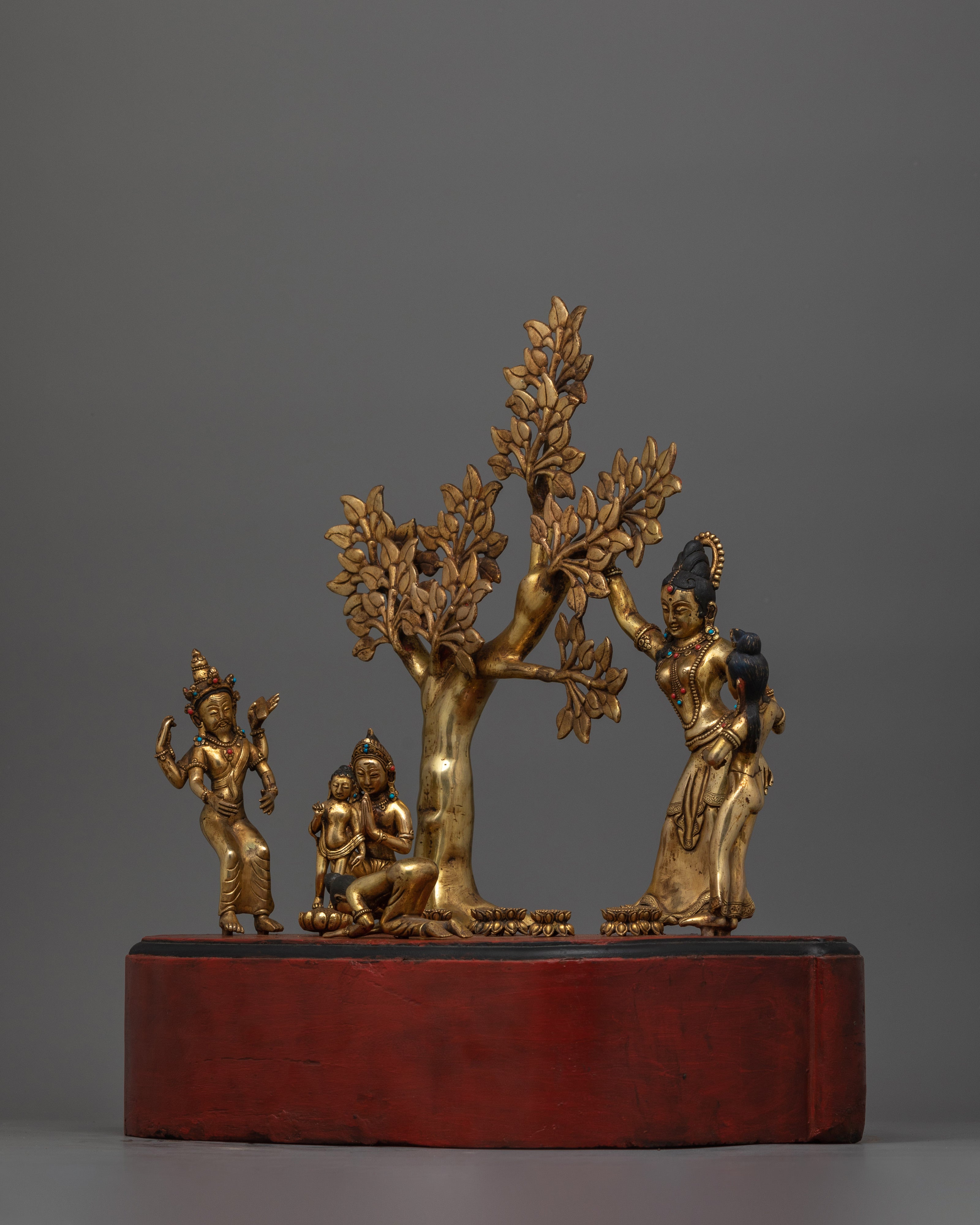 Birth of Gautam Buddha Figurine 24K Gold Gilded Artwork | A Sacred Representation of Enlightenment