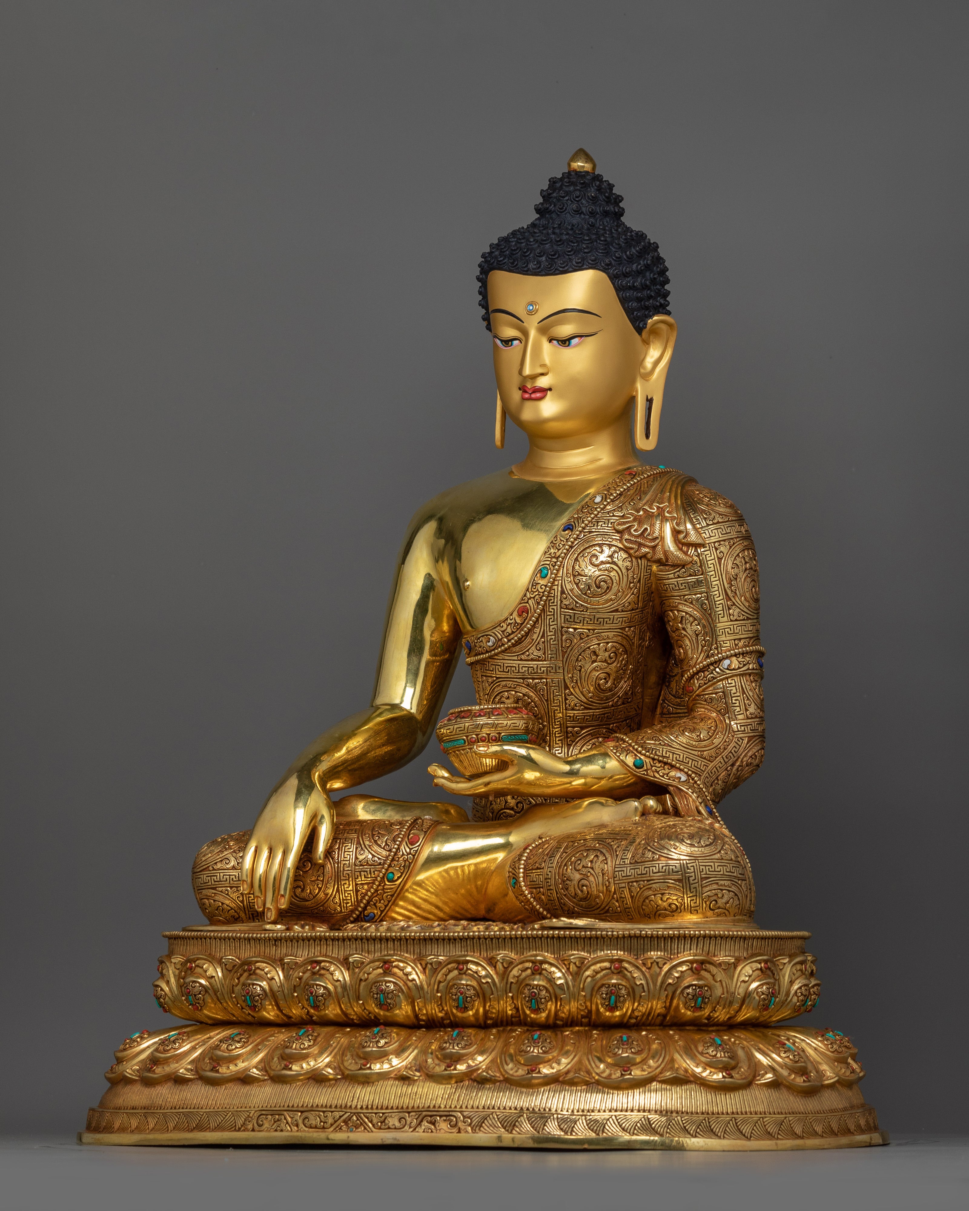 Shakyamuni Buddha The Enlightened Sage Statue | 24K Gold Gilded Sculpture