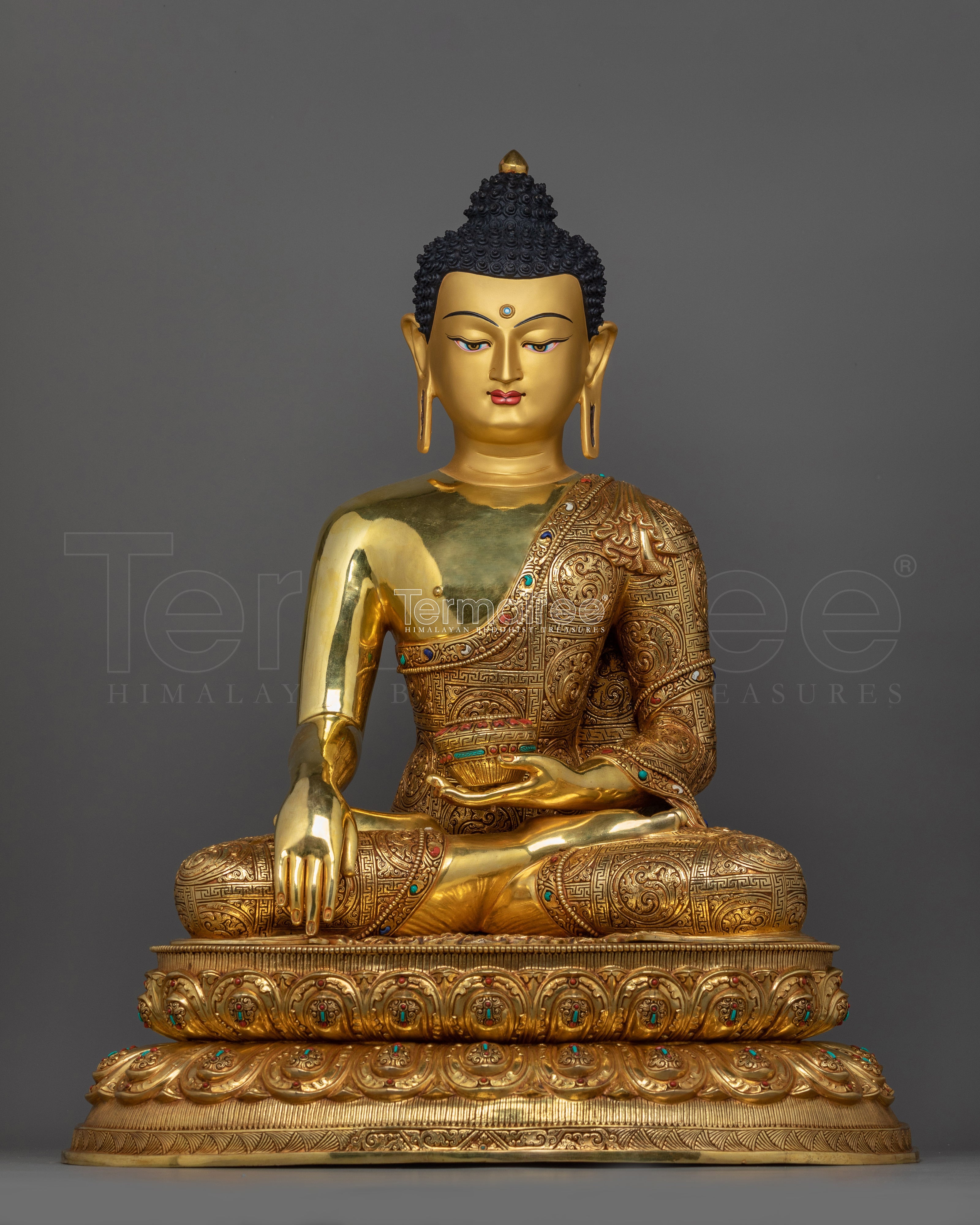 Shakyamuni Buddha The Enlightened Sage Statue | 24K Gold Gilded Sculpture