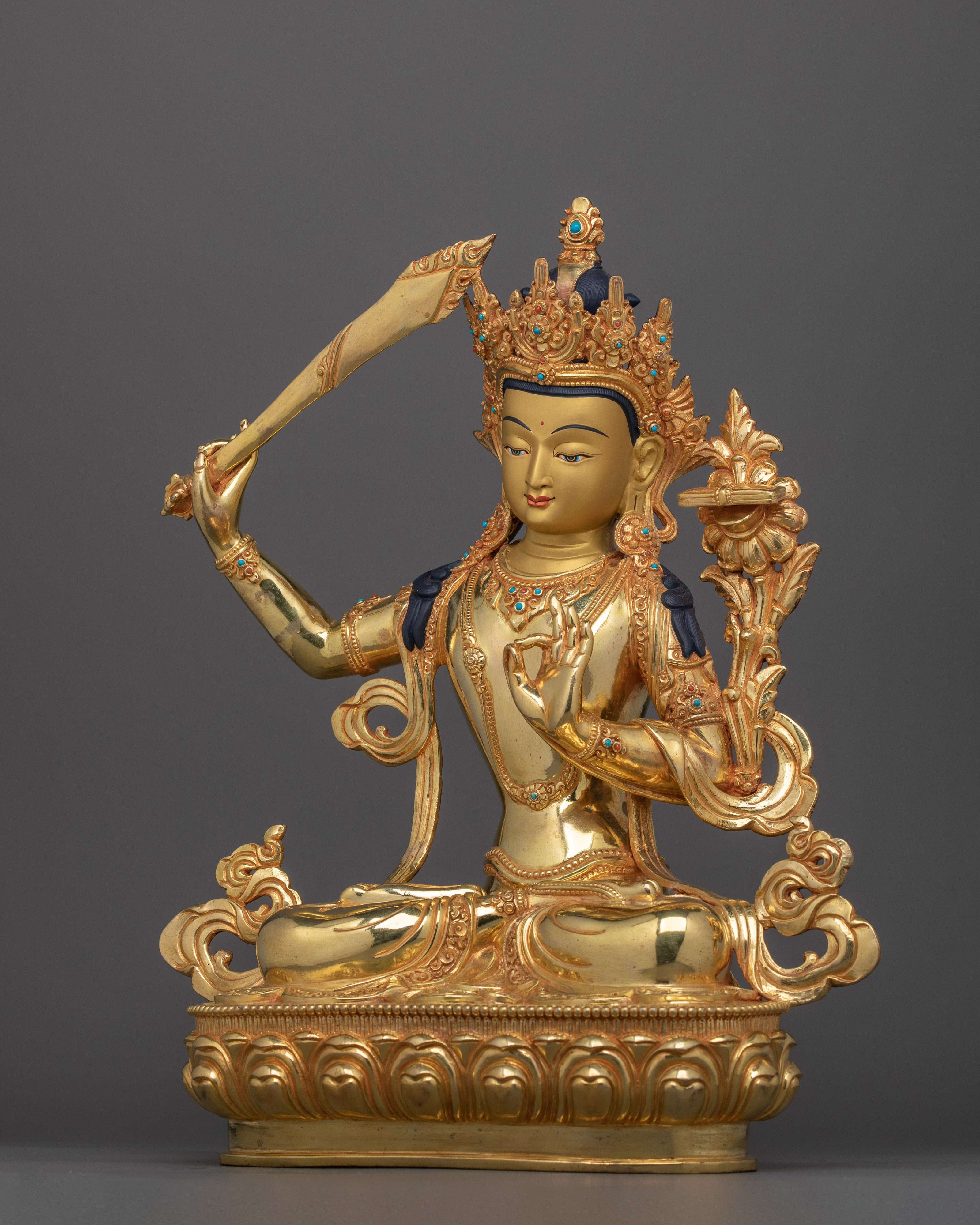 Tibetan Manjushri Figurine for Shrine | Guide to Knowledge and Spiritual Awakening