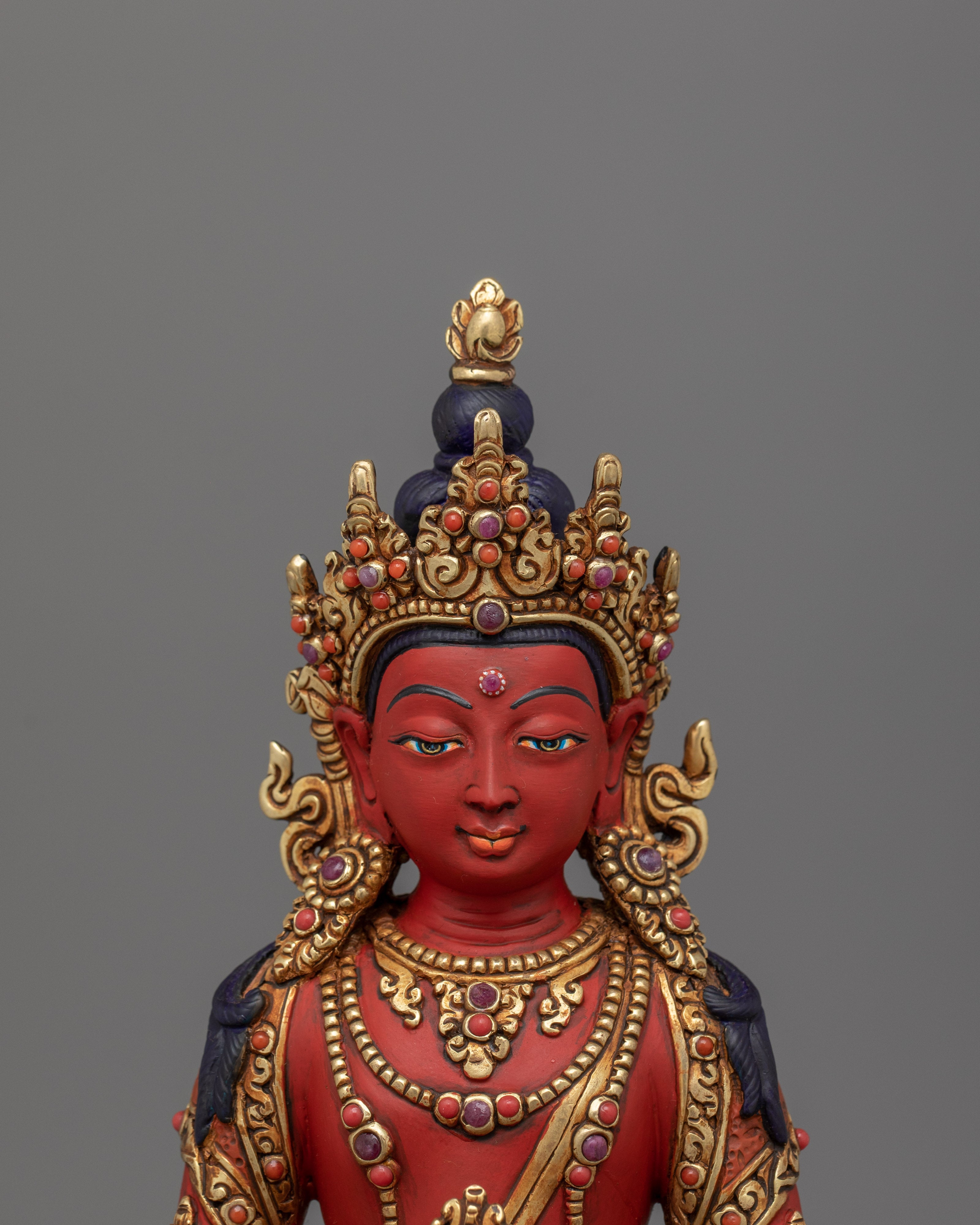 Meditation Statue of Amitayus Buddha of Long life deity | Tranquil Dharma Figurine