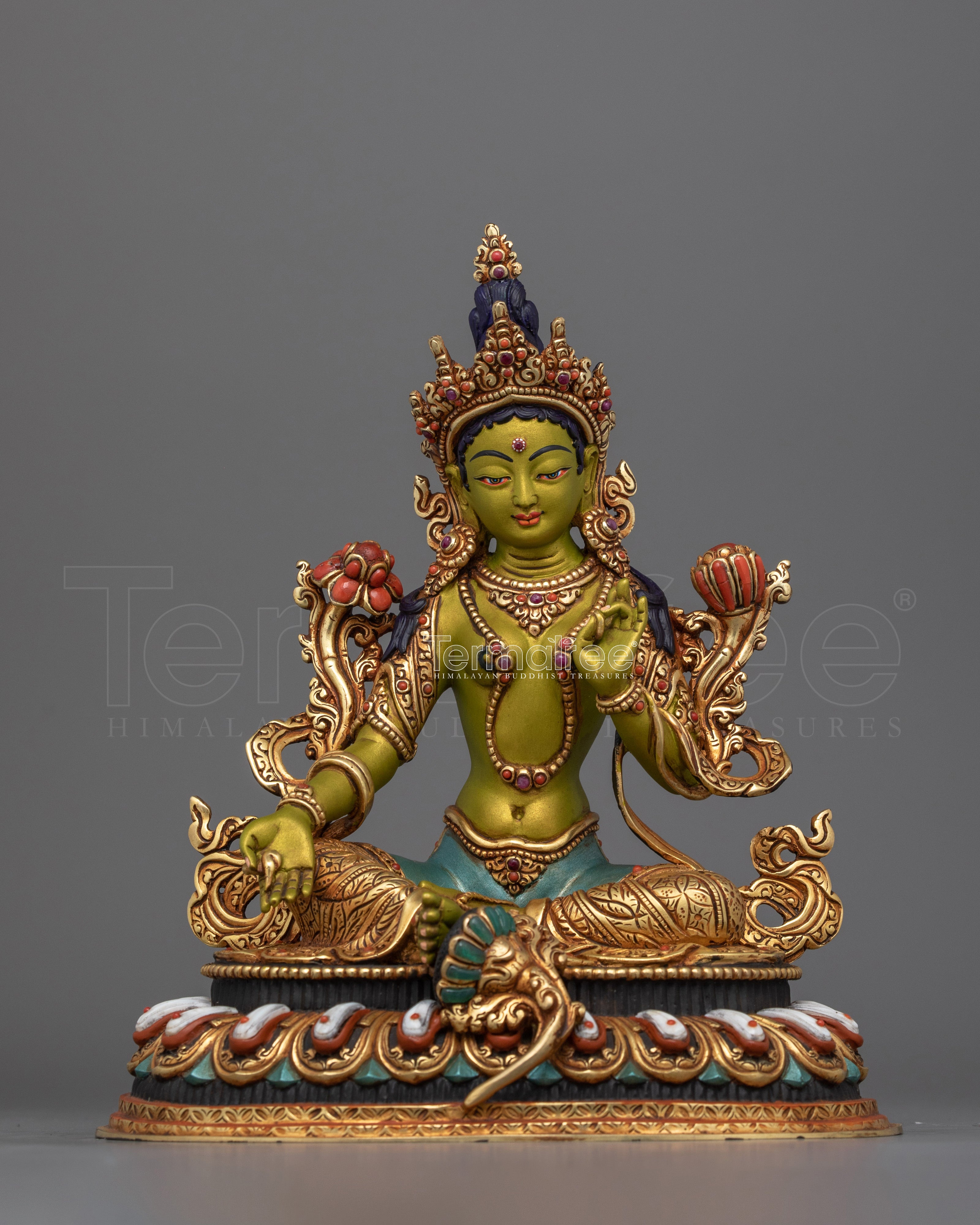 Feminine Bodhisattva Green Tara Figurine | Compassion and Protection Deity