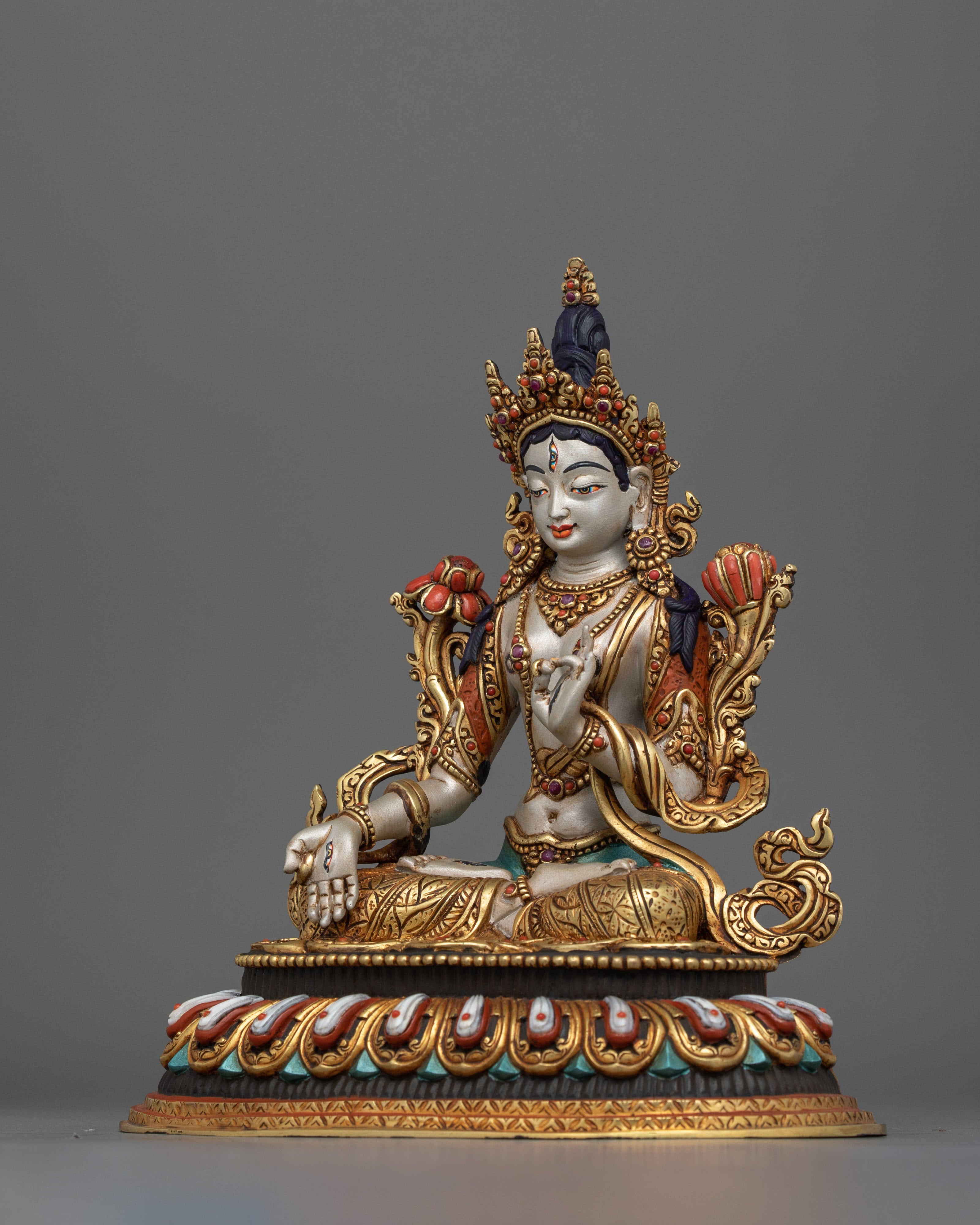 Tibetan Buddhism Longevity Feminine Deity White Tara Statue | Compassionate Buddhist Deity