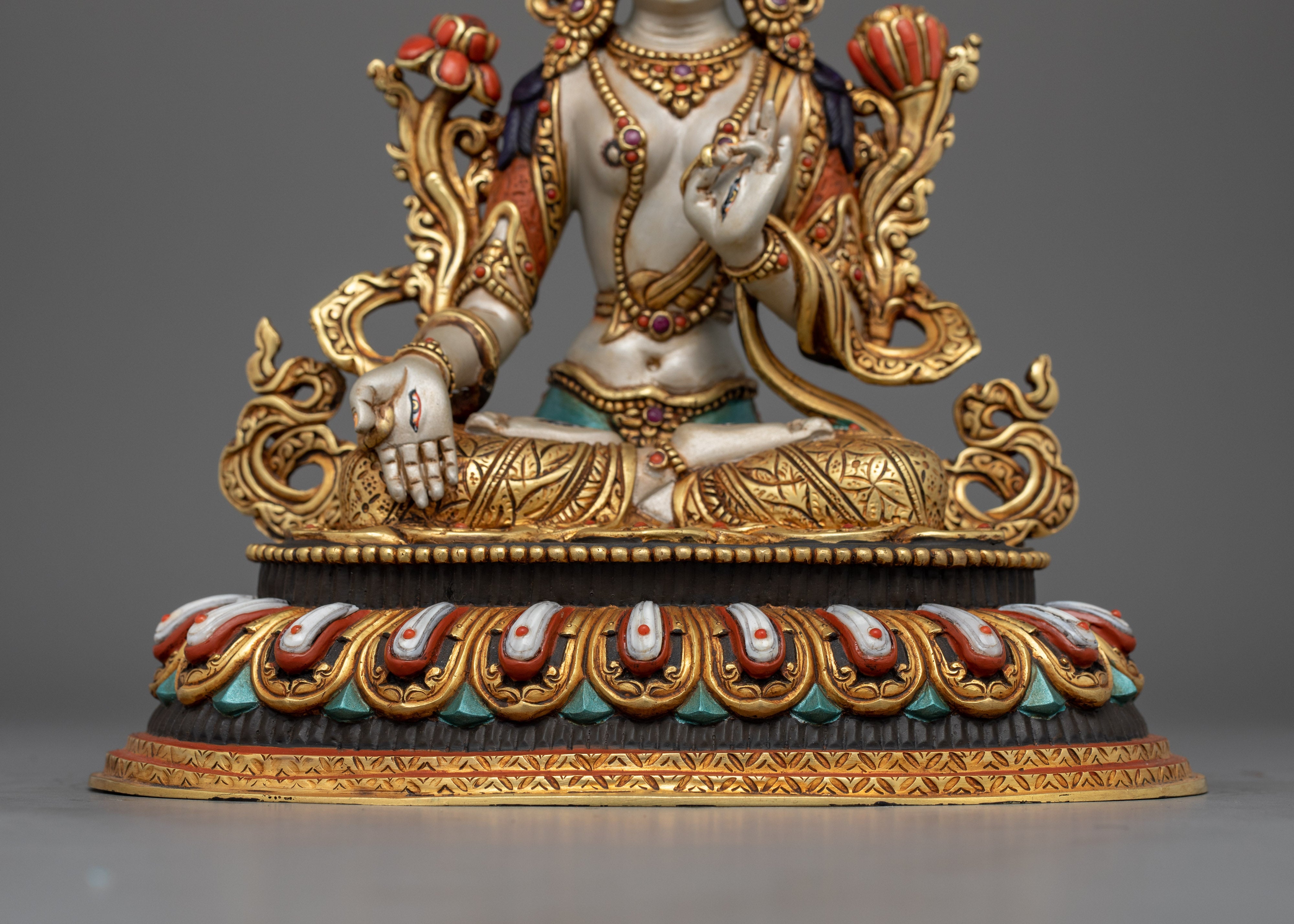 Tibetan Buddhism Longevity Feminine Deity White Tara Statue | Compassionate Buddhist Deity