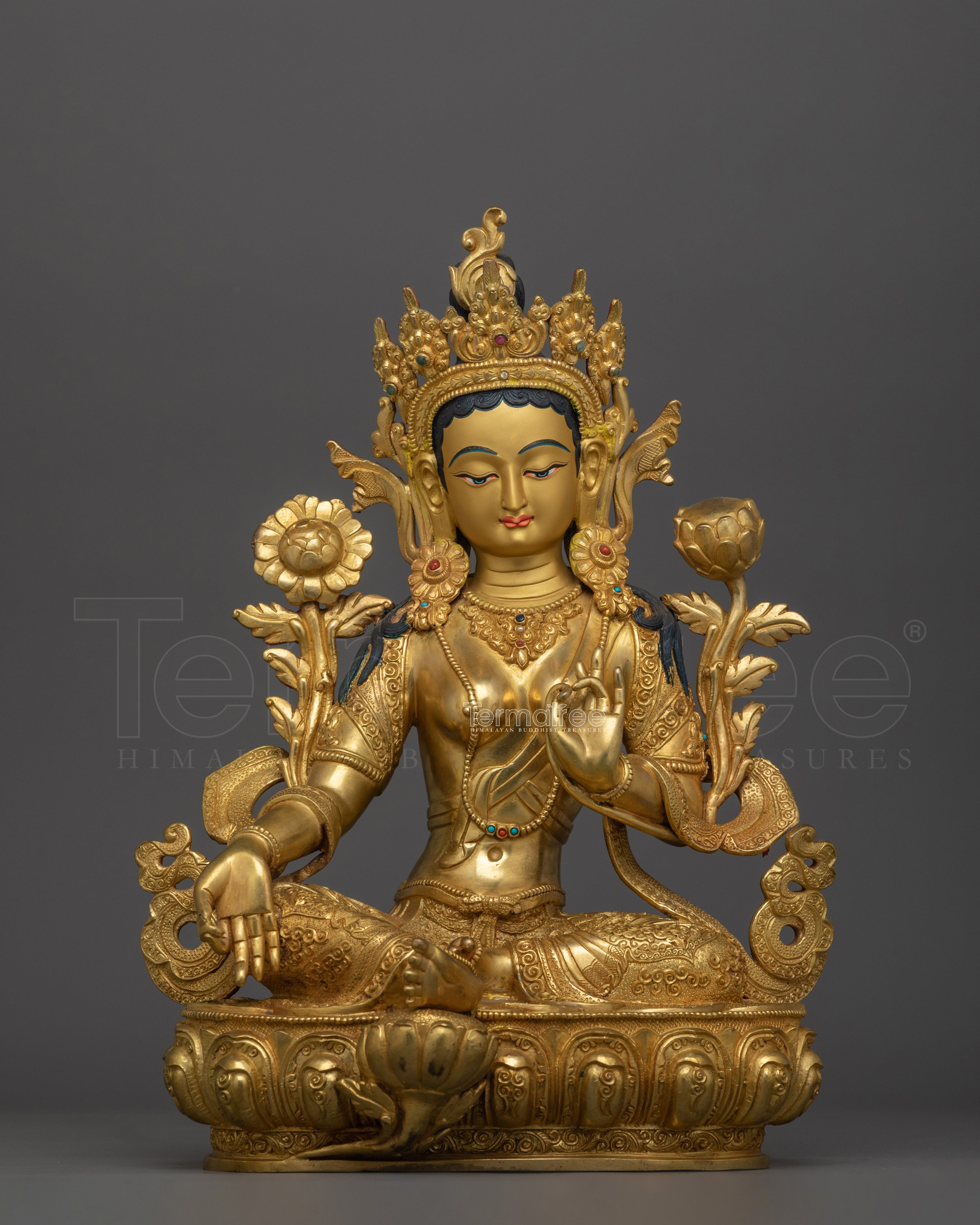 Female Buddha Sgrol Ljang Statue (Green Tara) | Tibetan Buddhism Art