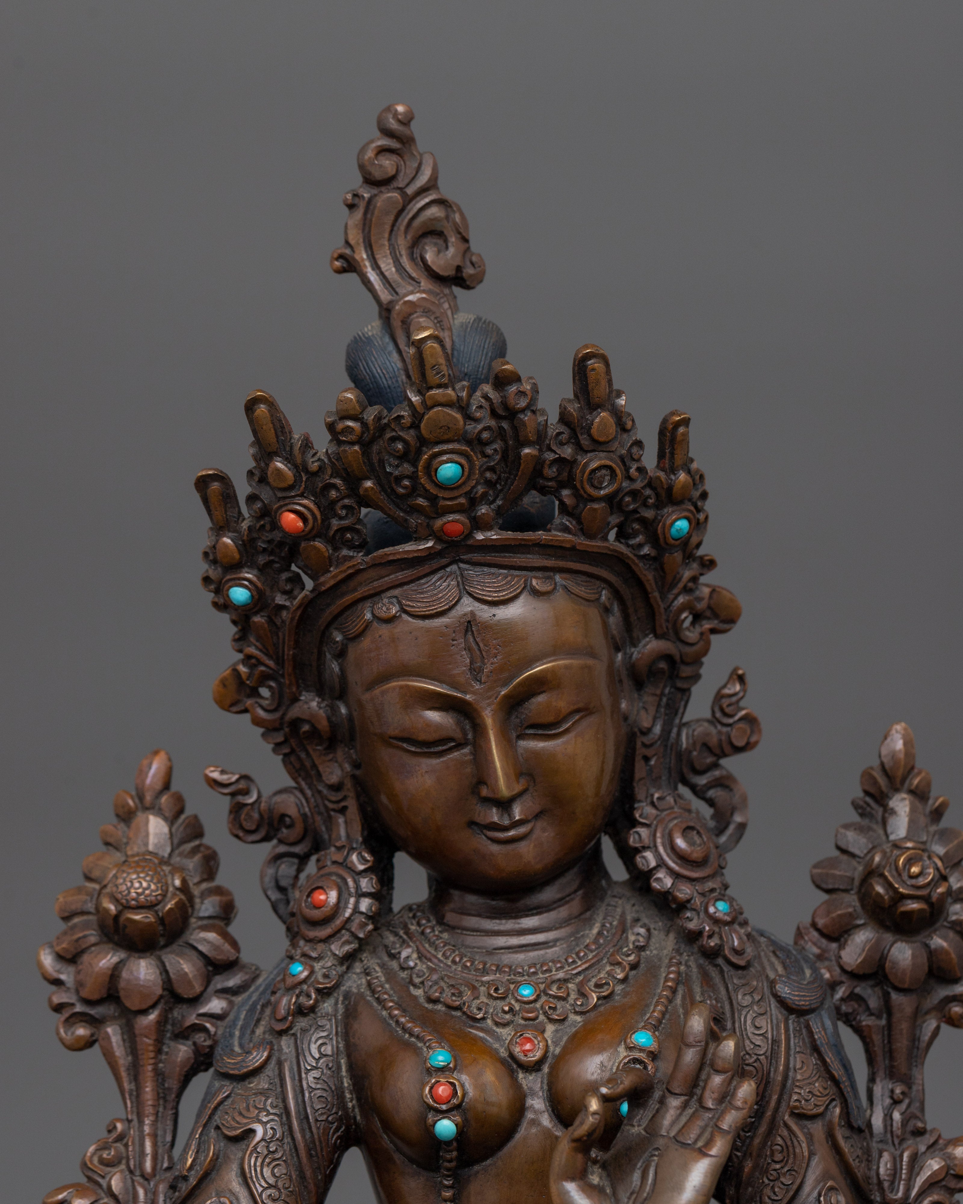 White Tara Mother of All Buddhas Statue | Hand-Crafted Oxidized Sculpture
