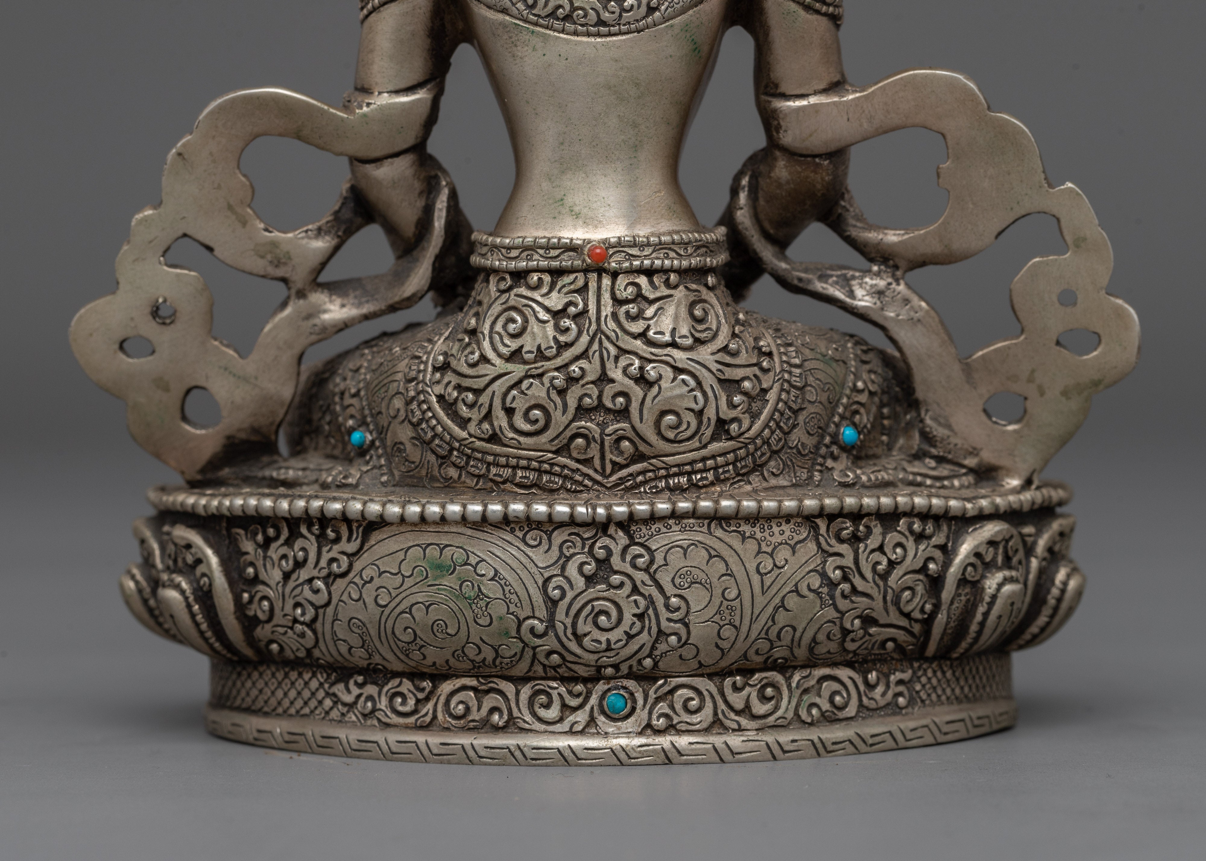 Sterling Silver Amitayus Long Life Buddha Figurine | Traditional Nepali Artwork