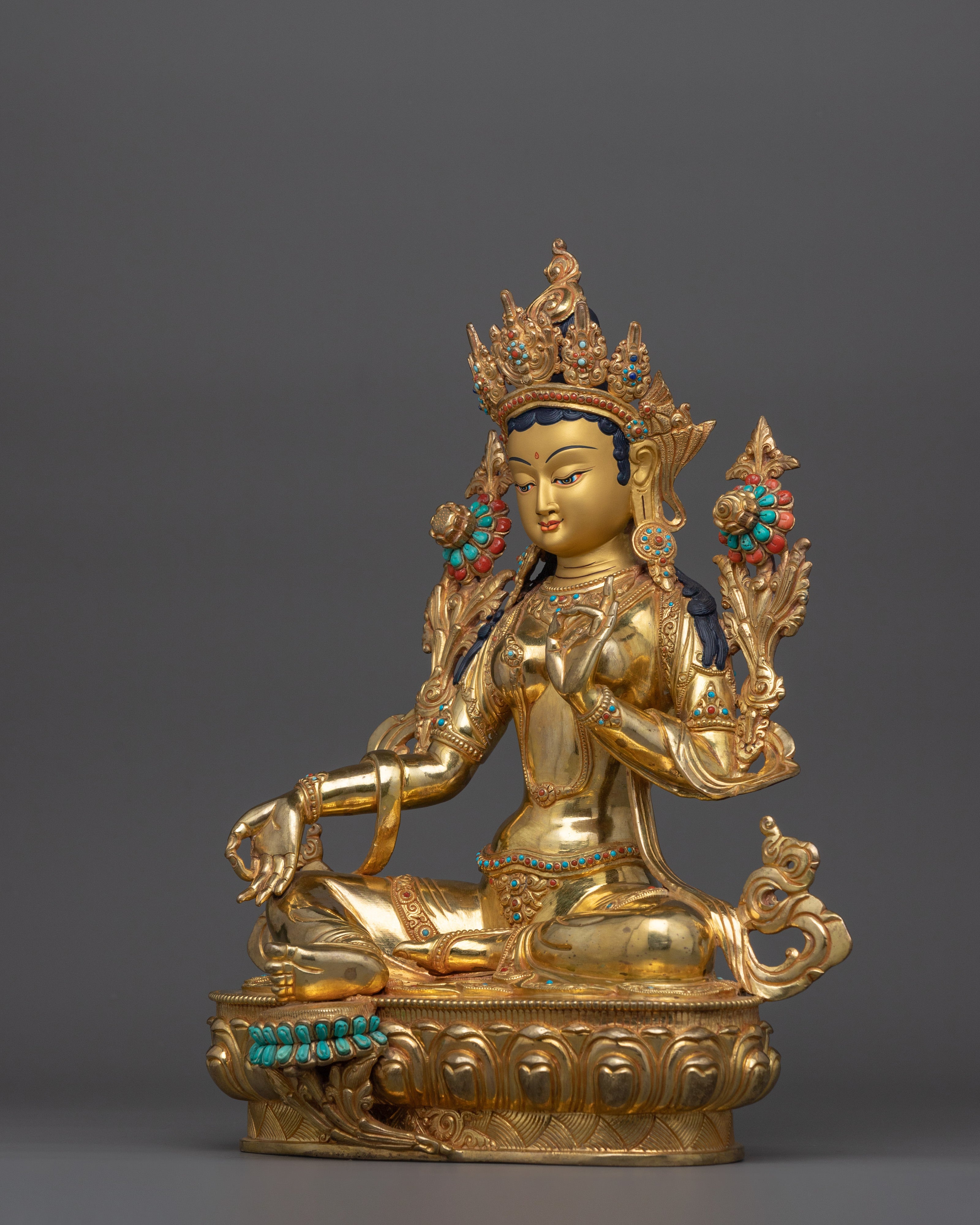 Himalayan Spiritual Green Tara Goddess of Swift Assistance Statue | Sacred Feminine Deity