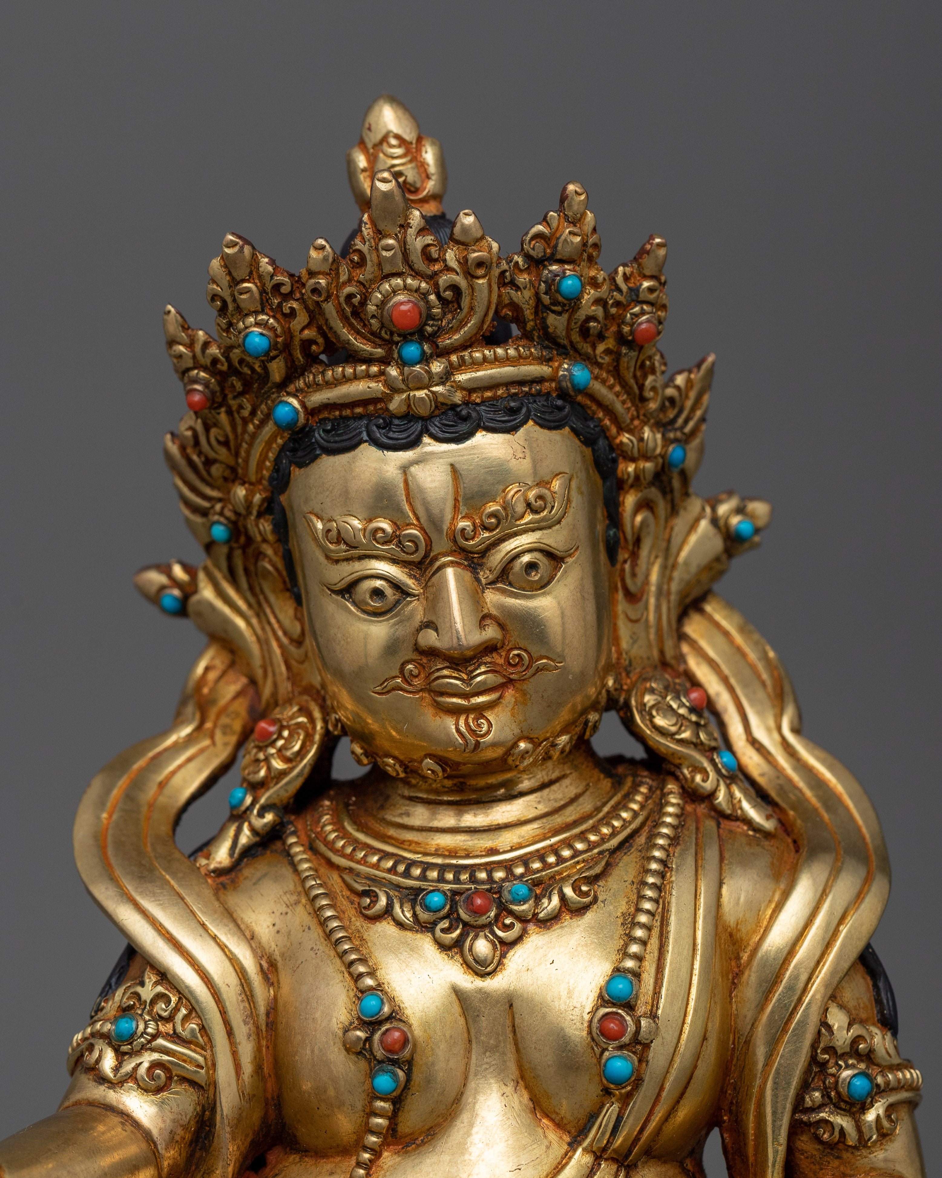 Dzambhala Buddhist Wealth and Fortune Deity Sculpture | Tibetan Buddhist Deity Art