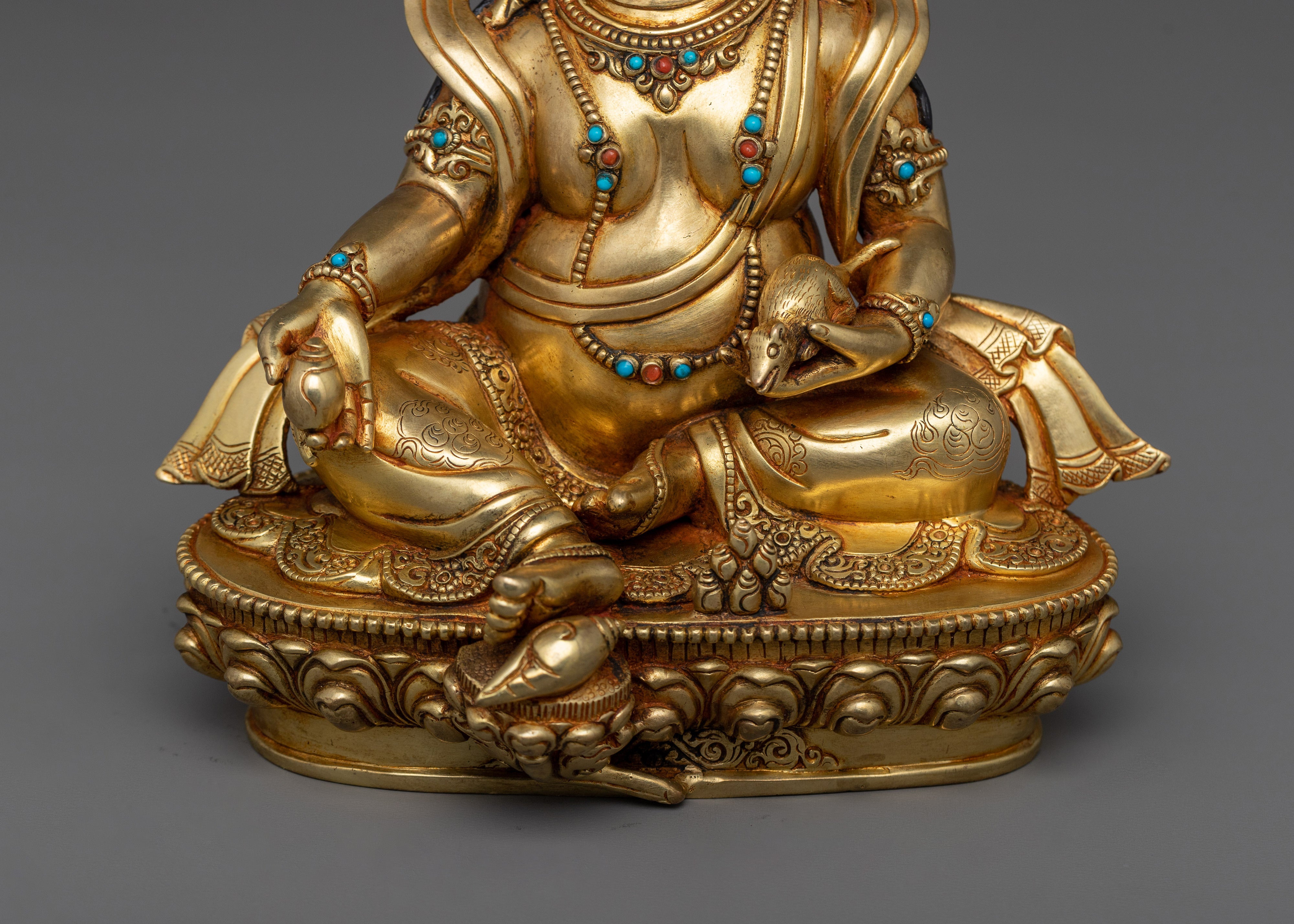 Dzambhala Buddhist Wealth and Fortune Deity Sculpture | Tibetan Buddhist Deity Art