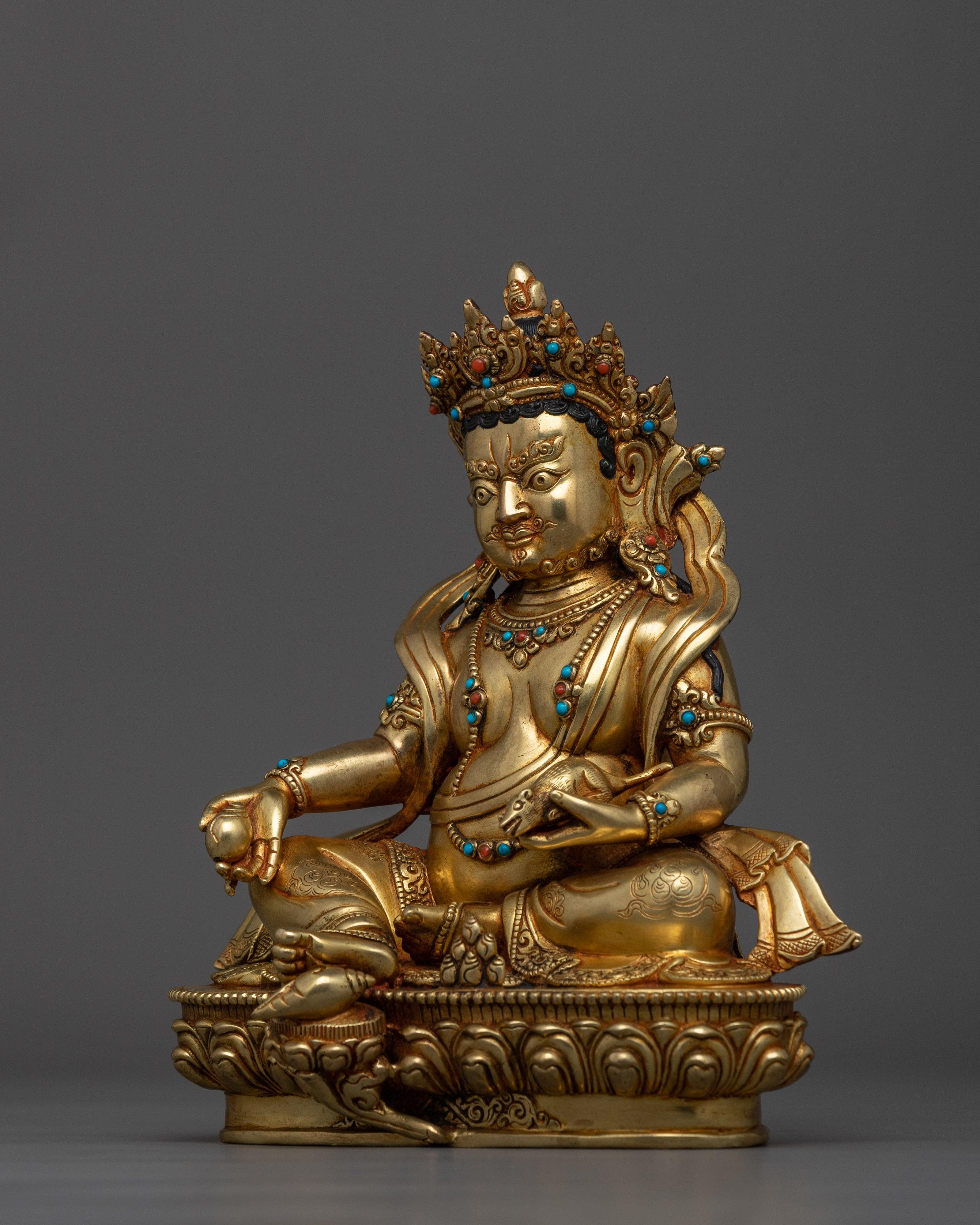 Dzambhala Buddhist Wealth and Fortune Deity Sculpture | Tibetan Buddhist Deity Art