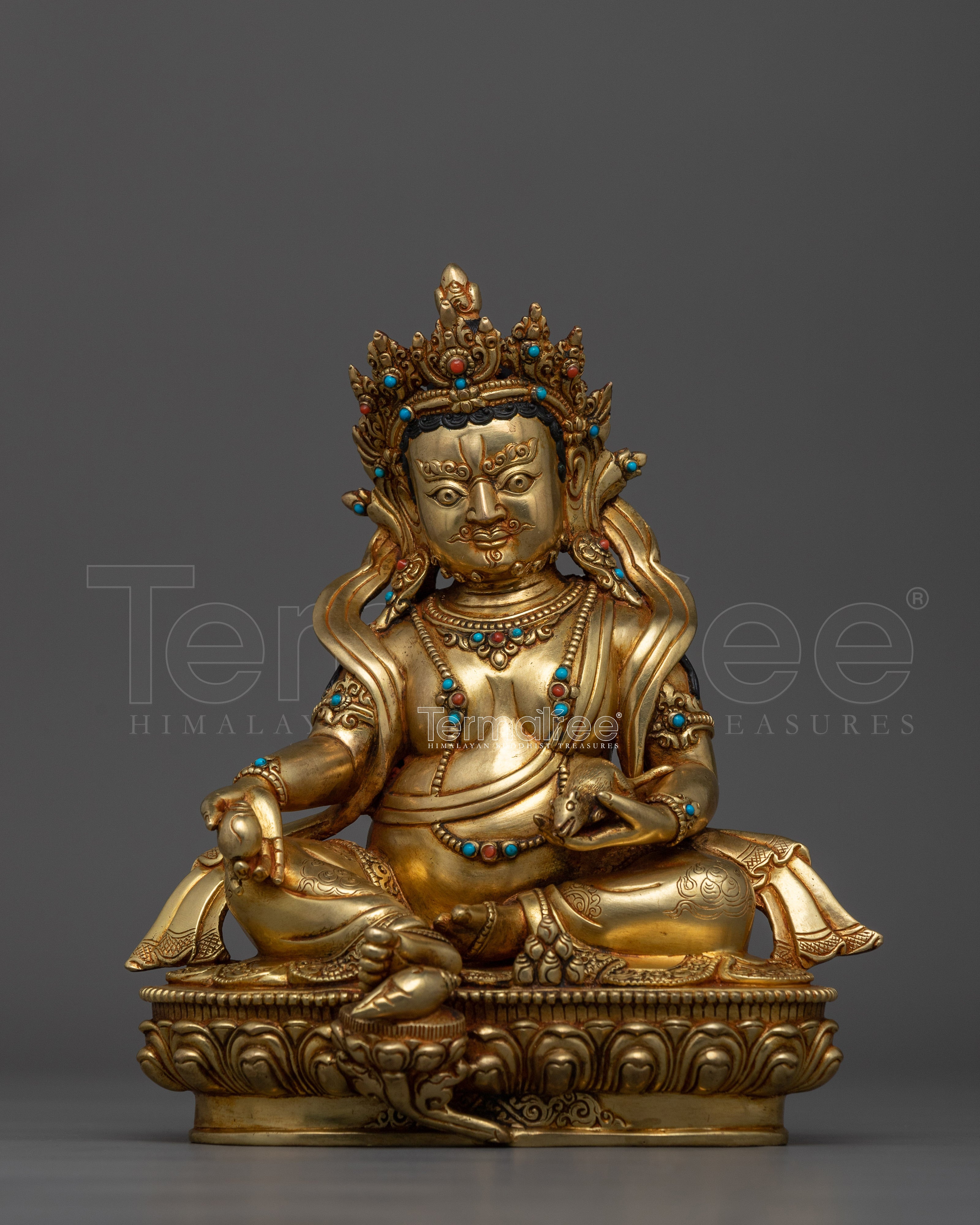 Dzambhala Buddhist Wealth and Fortune Deity Sculpture | Tibetan Buddhist Deity Art