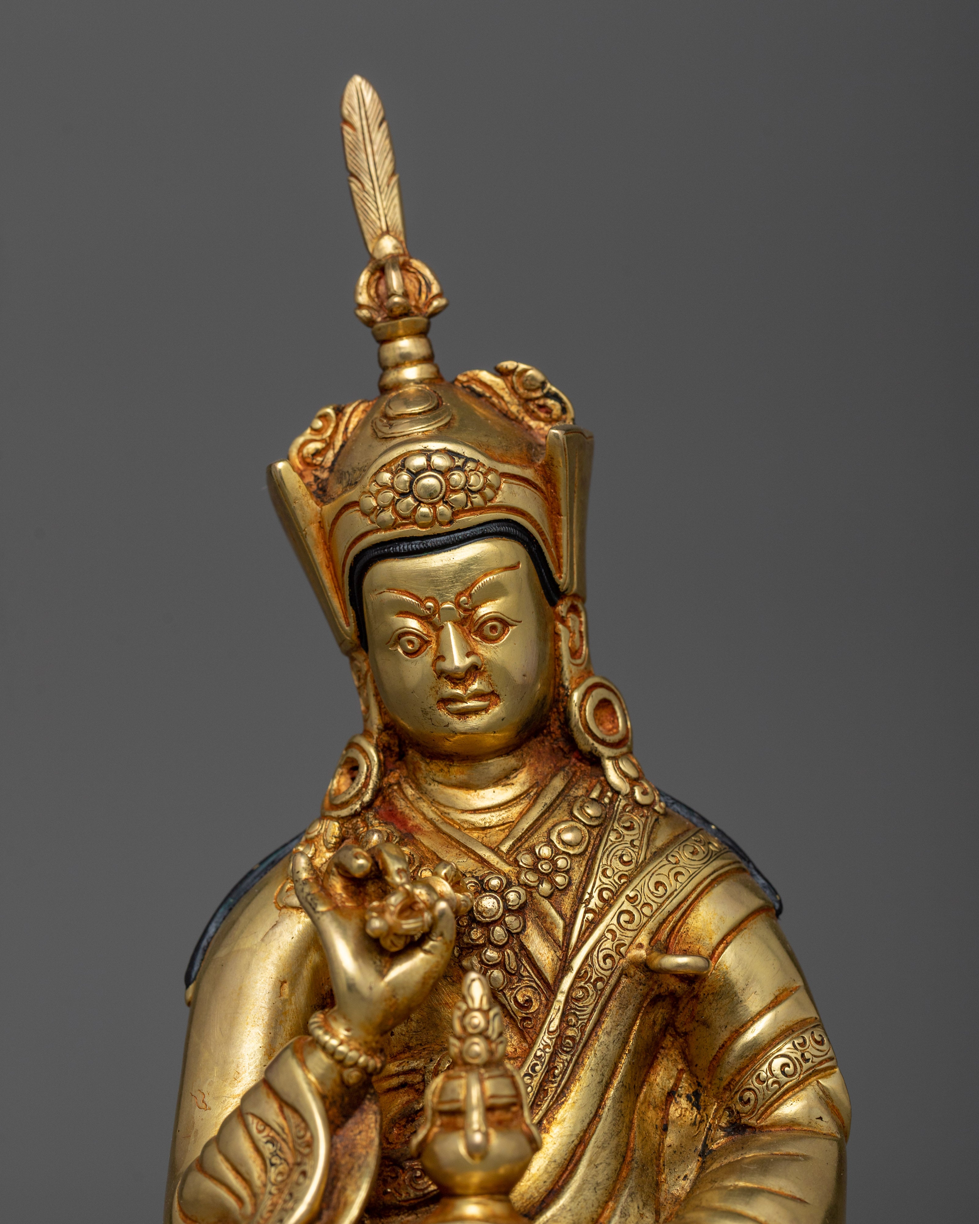 Lake Born Vajra Guru Tsokye Dorje Sculpture | Tibetan Buddhist Tantric Master Altar Decor