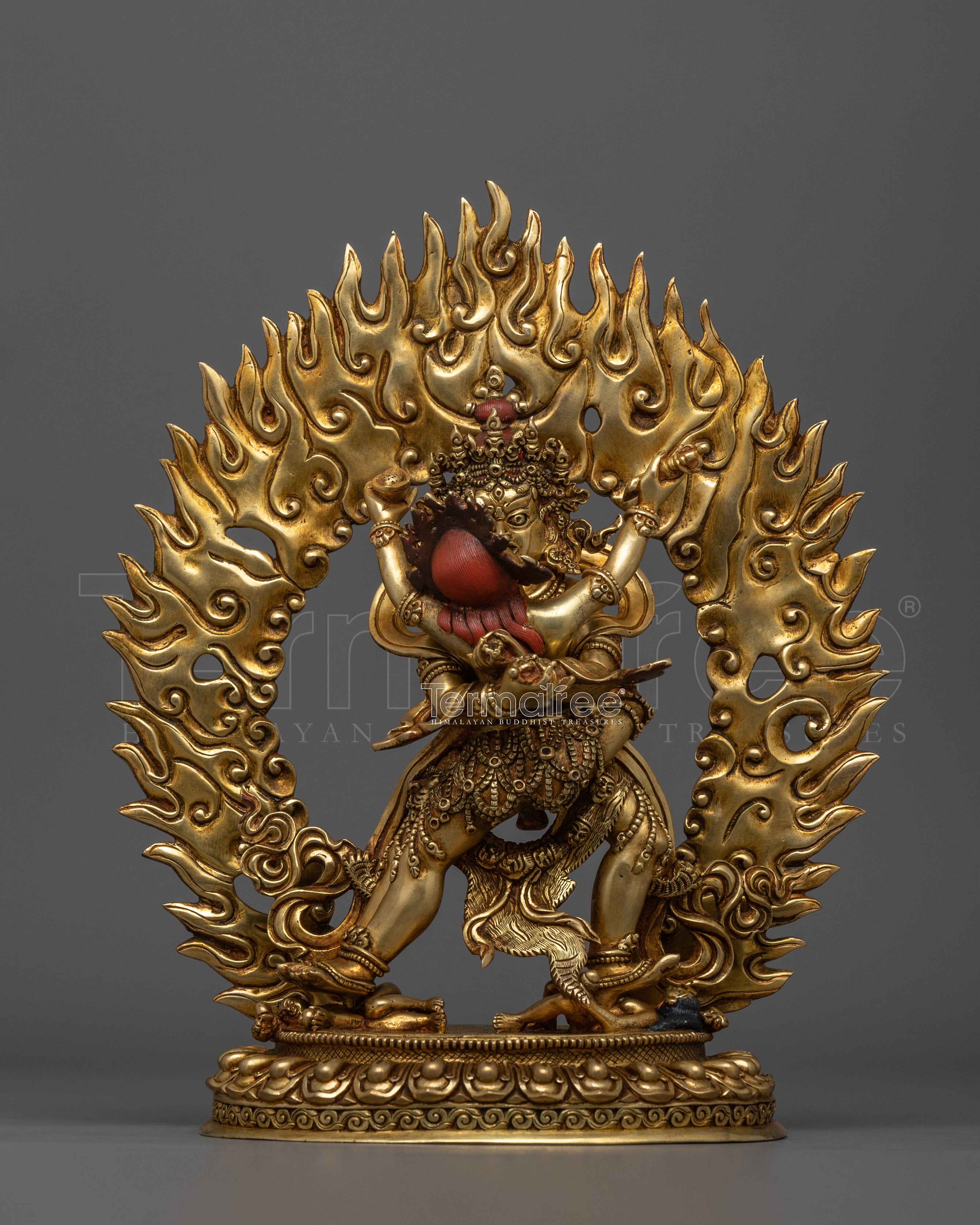 A Buddhist Deity Chakrasamvara Statue in Gold and Copper | Vajrayana Tantric Deity