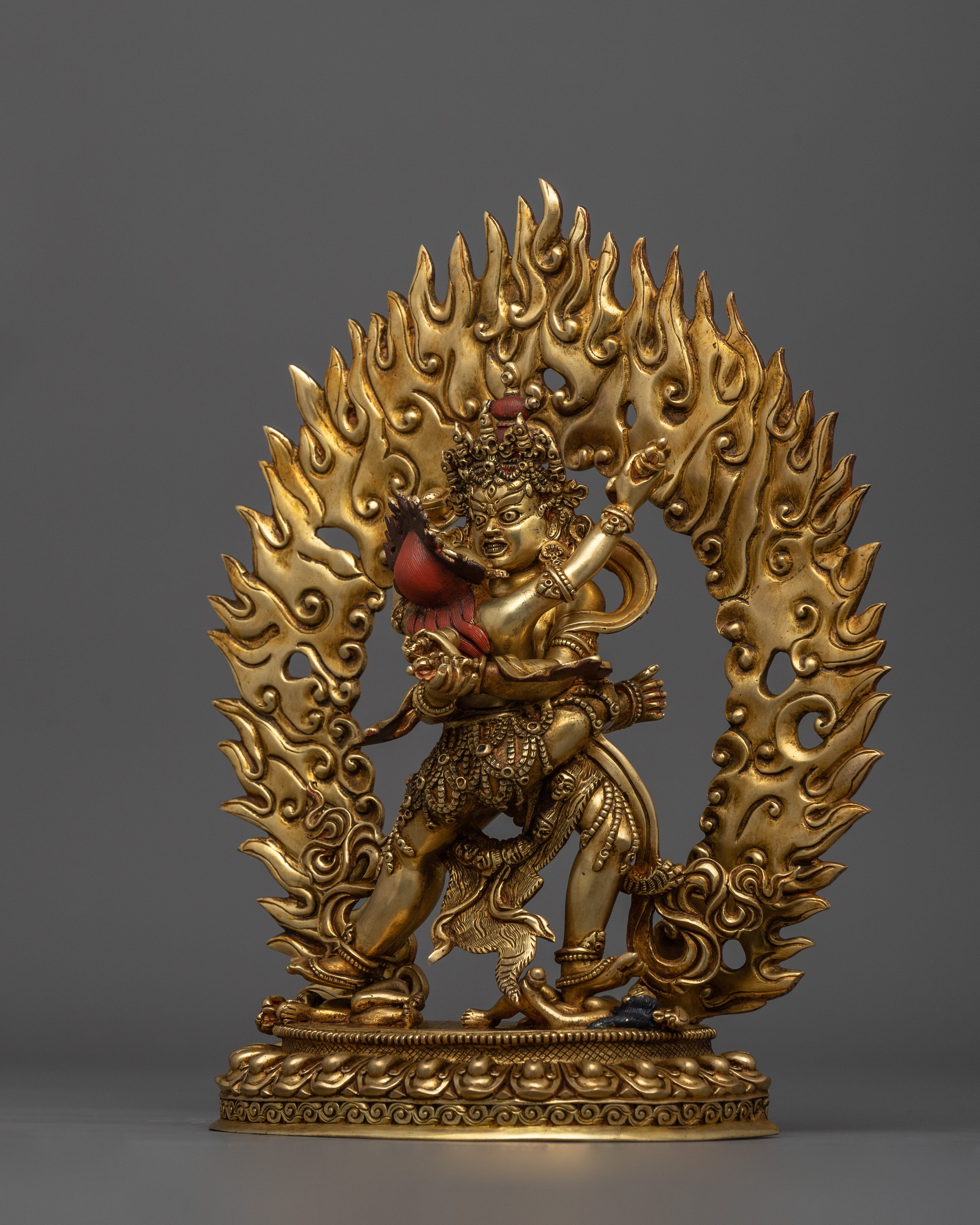 A Buddhist Deity Chakrasamvara Statue in Gold and Copper | Vajrayana Tantric Deity