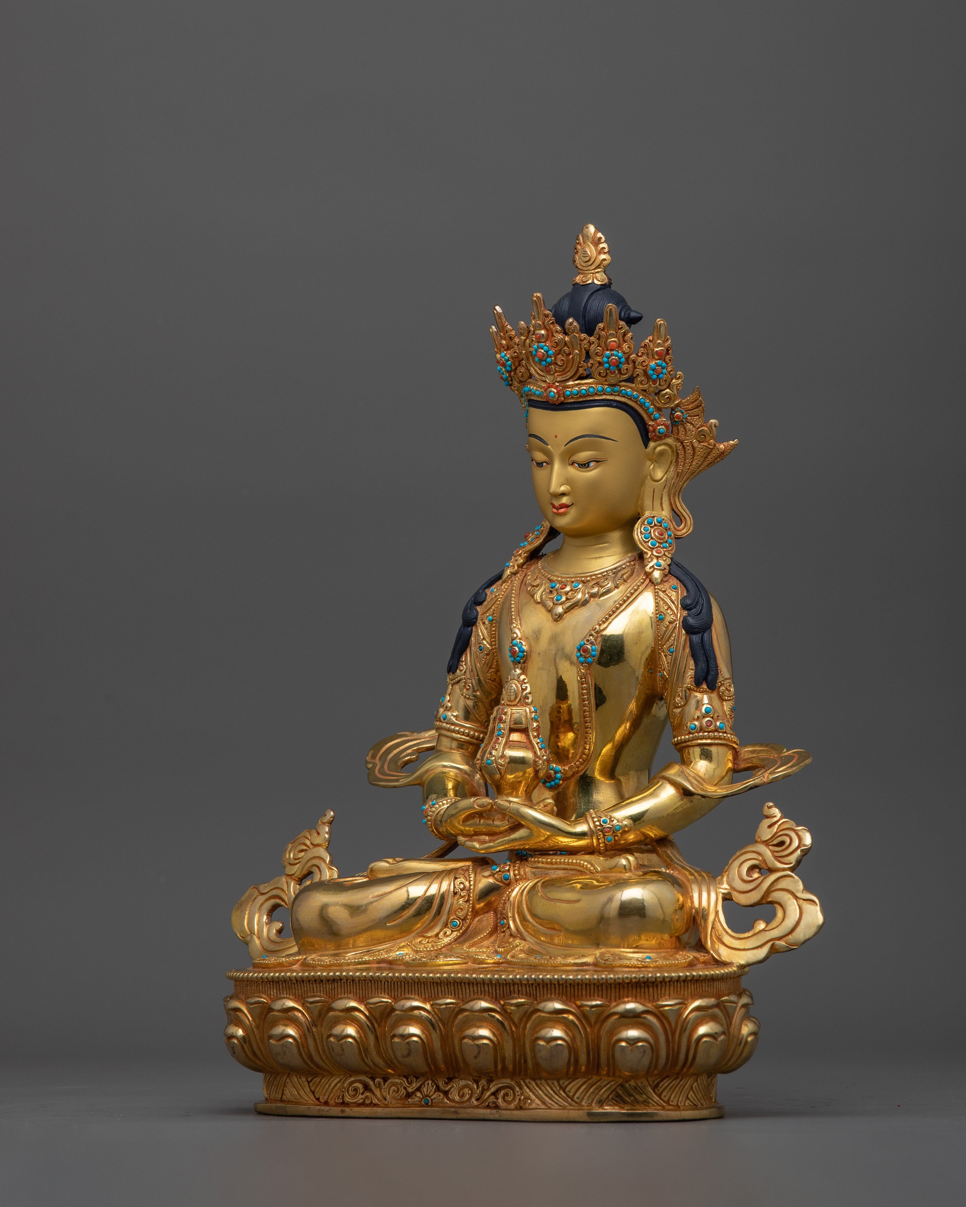 The Buddha of Boundless Life Amitayus Statue | Symbol of Immortality in 24K Gold