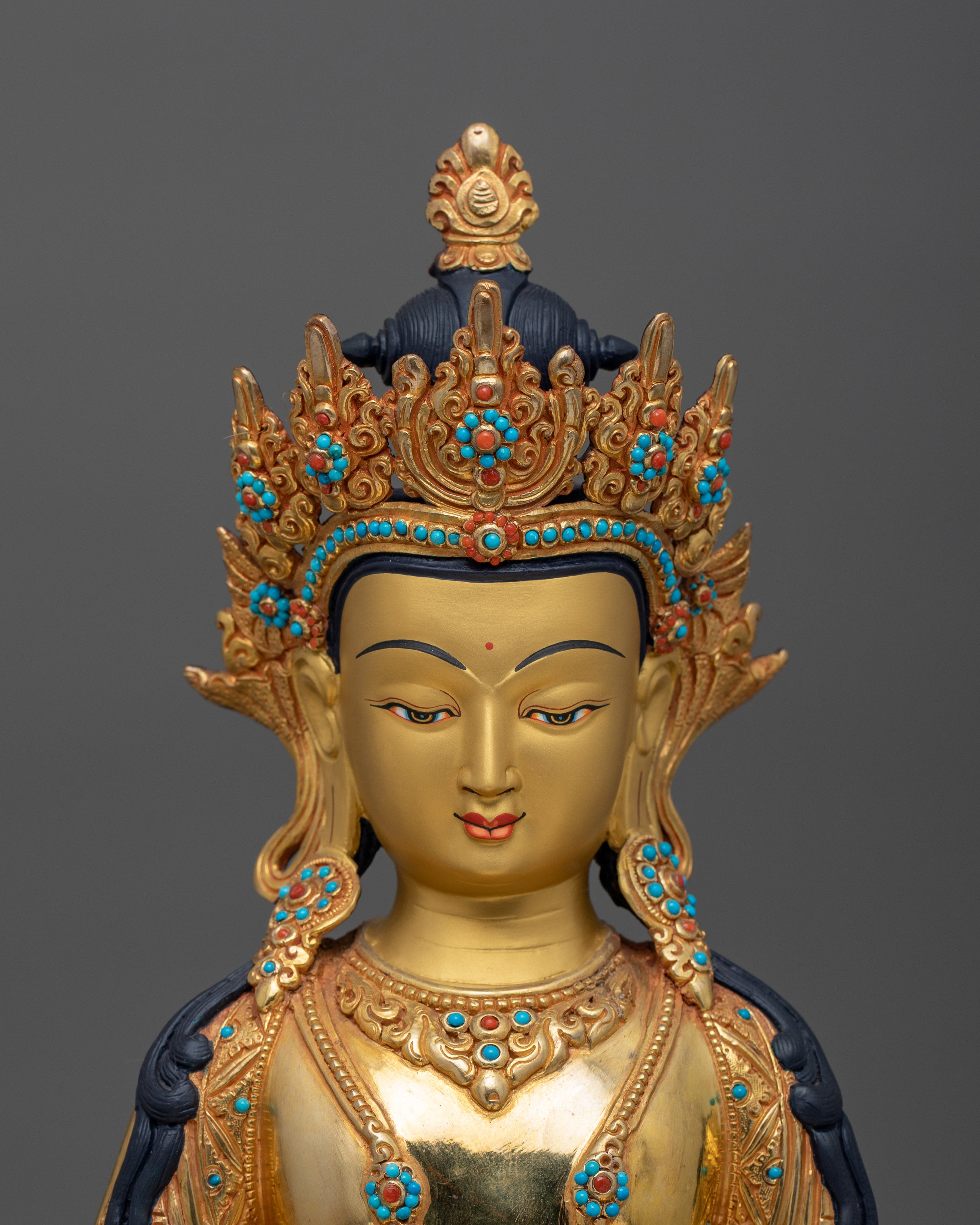 The Buddha of Boundless Life Amitayus Statue | Symbol of Immortality in 24K Gold