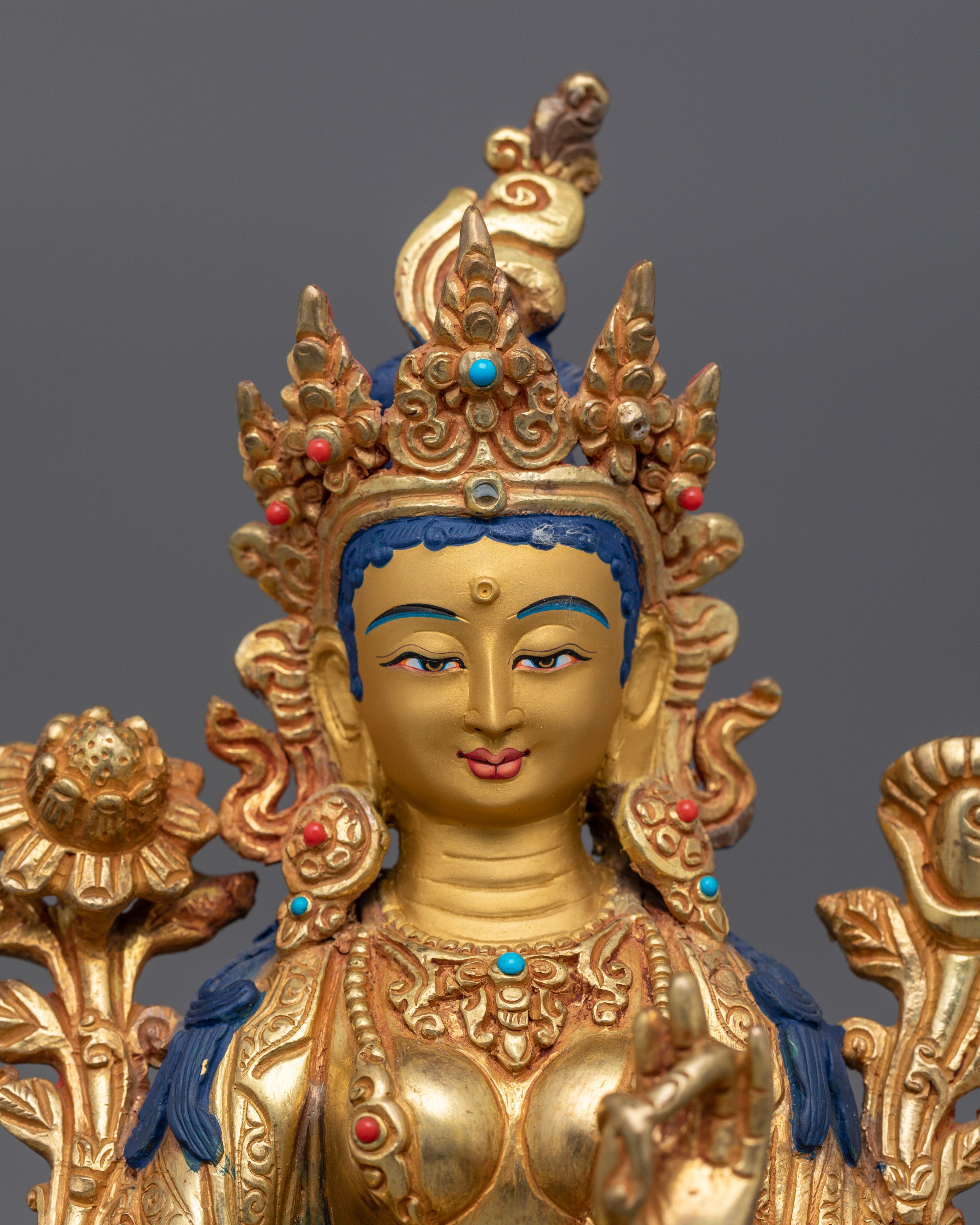 Handcrafted Liberation Goddess Green Tara Statue | The Compassionate Protector