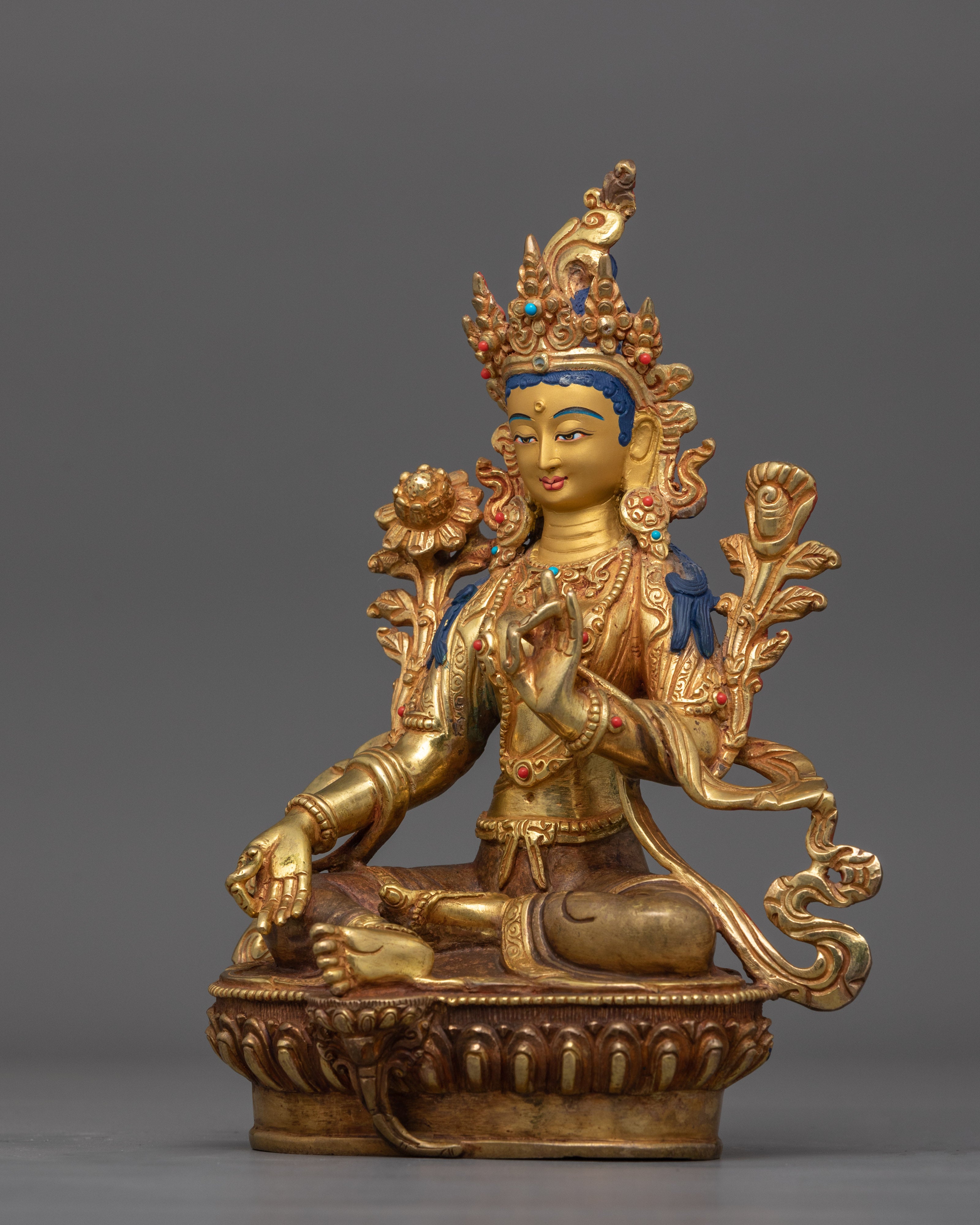 Handcrafted Liberation Goddess Green Tara Statue | The Compassionate Protector