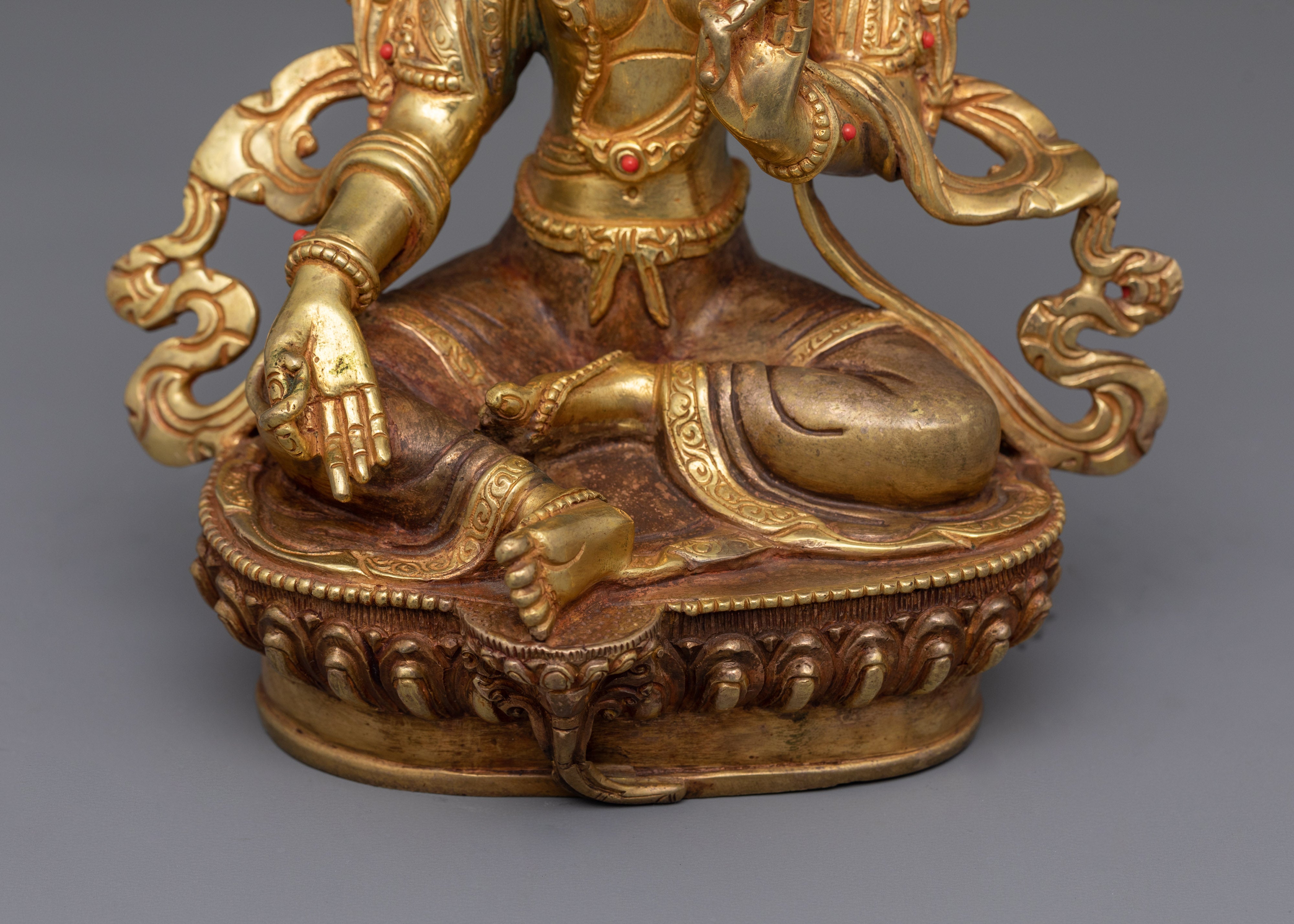 Handcrafted Liberation Goddess Green Tara Statue | The Compassionate Protector