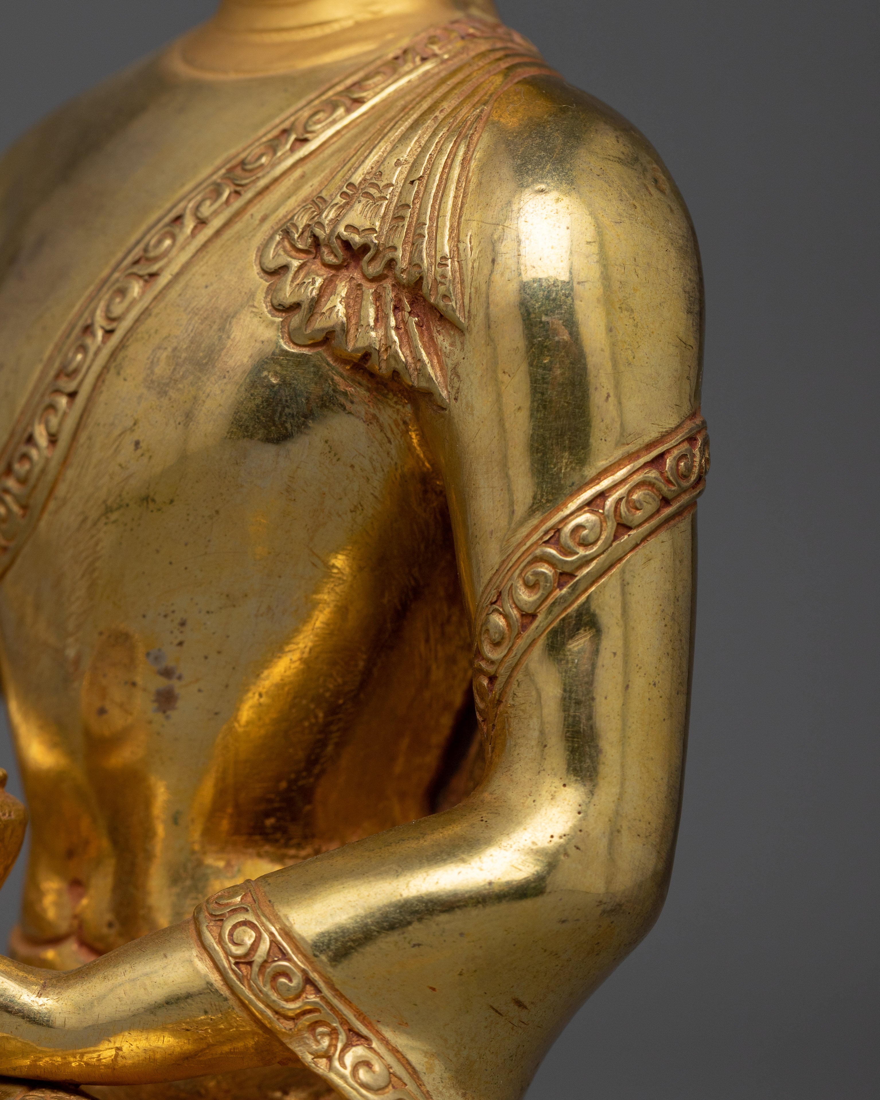 24K Gold Gilded Statue Shakyamuni Buddha Golden Figurine | Serenity and Enlightenment Symbol