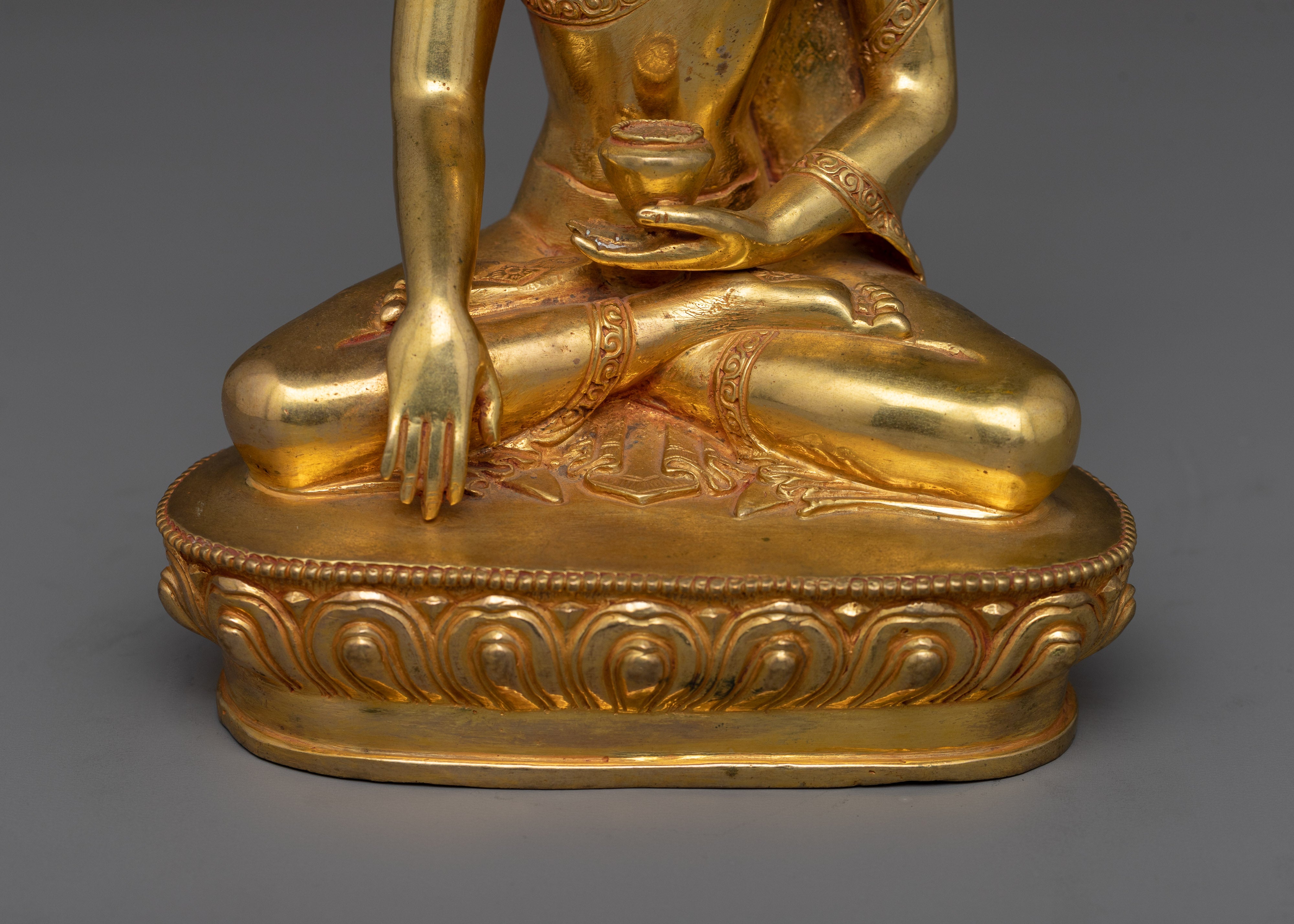 24K Gold Gilded Statue Shakyamuni Buddha Golden Figurine | Serenity and Enlightenment Symbol