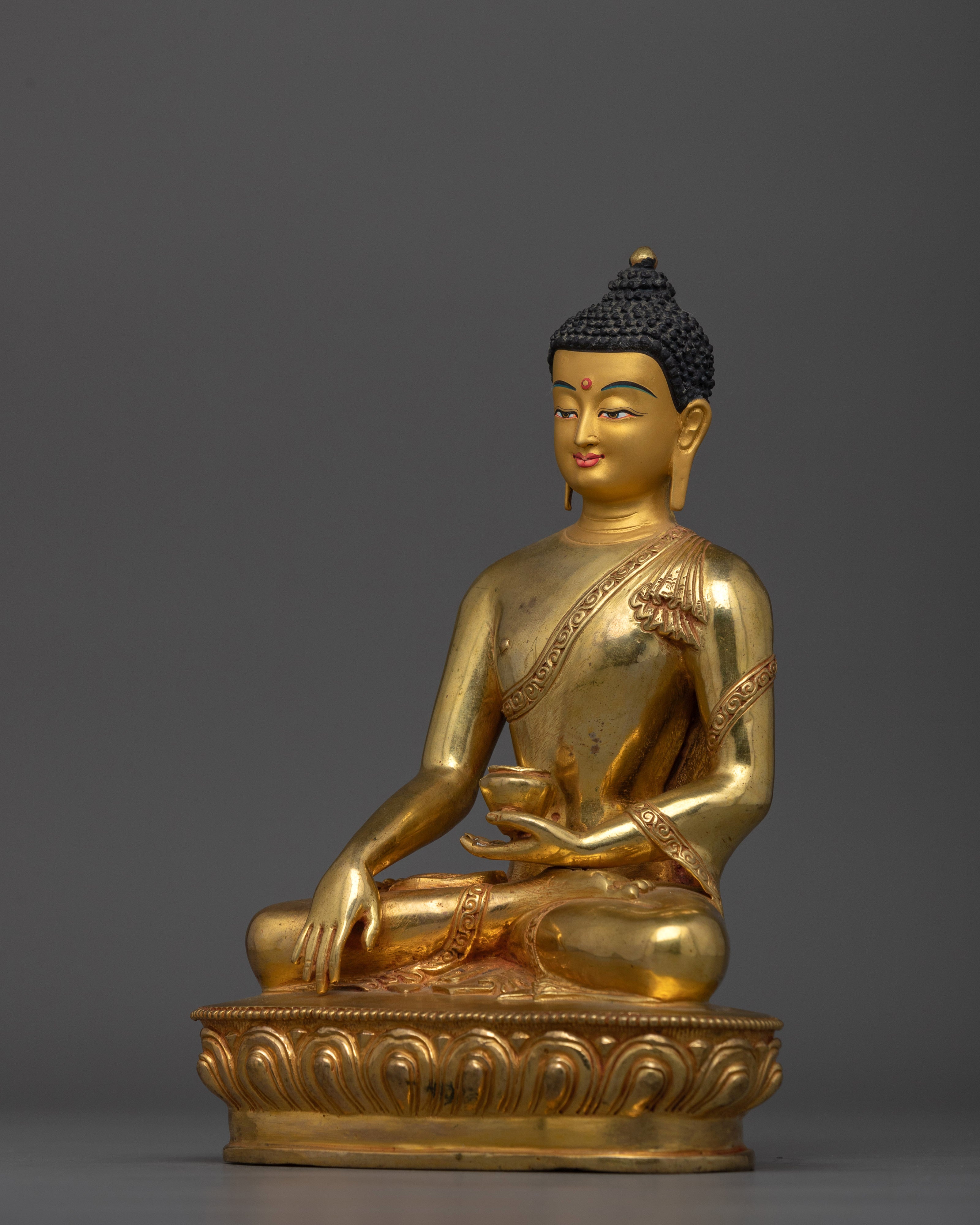 24K Gold Gilded Statue Shakyamuni Buddha Golden Figurine | Serenity and Enlightenment Symbol