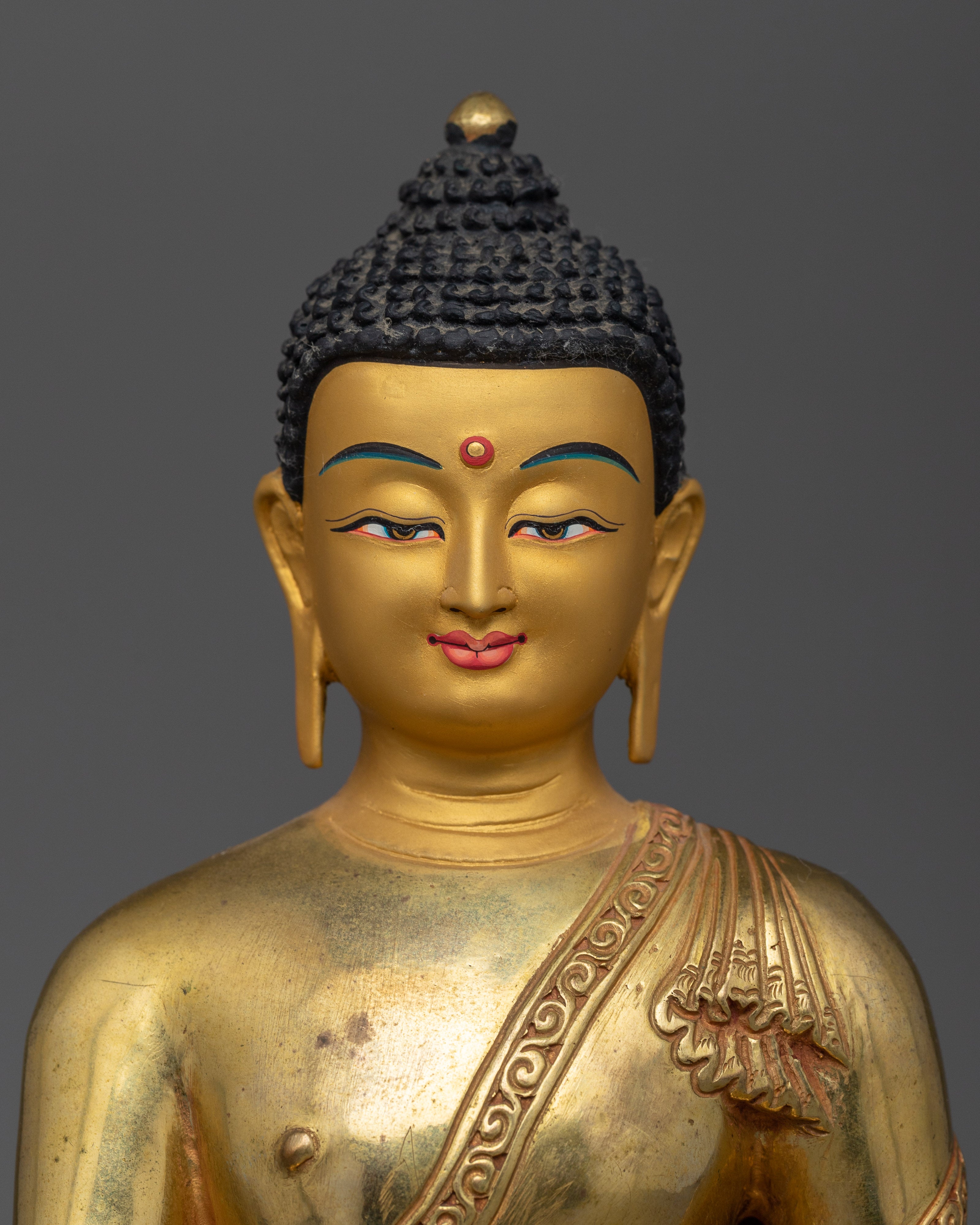 24K Gold Gilded Statue Shakyamuni Buddha Golden Figurine | Serenity and Enlightenment Symbol