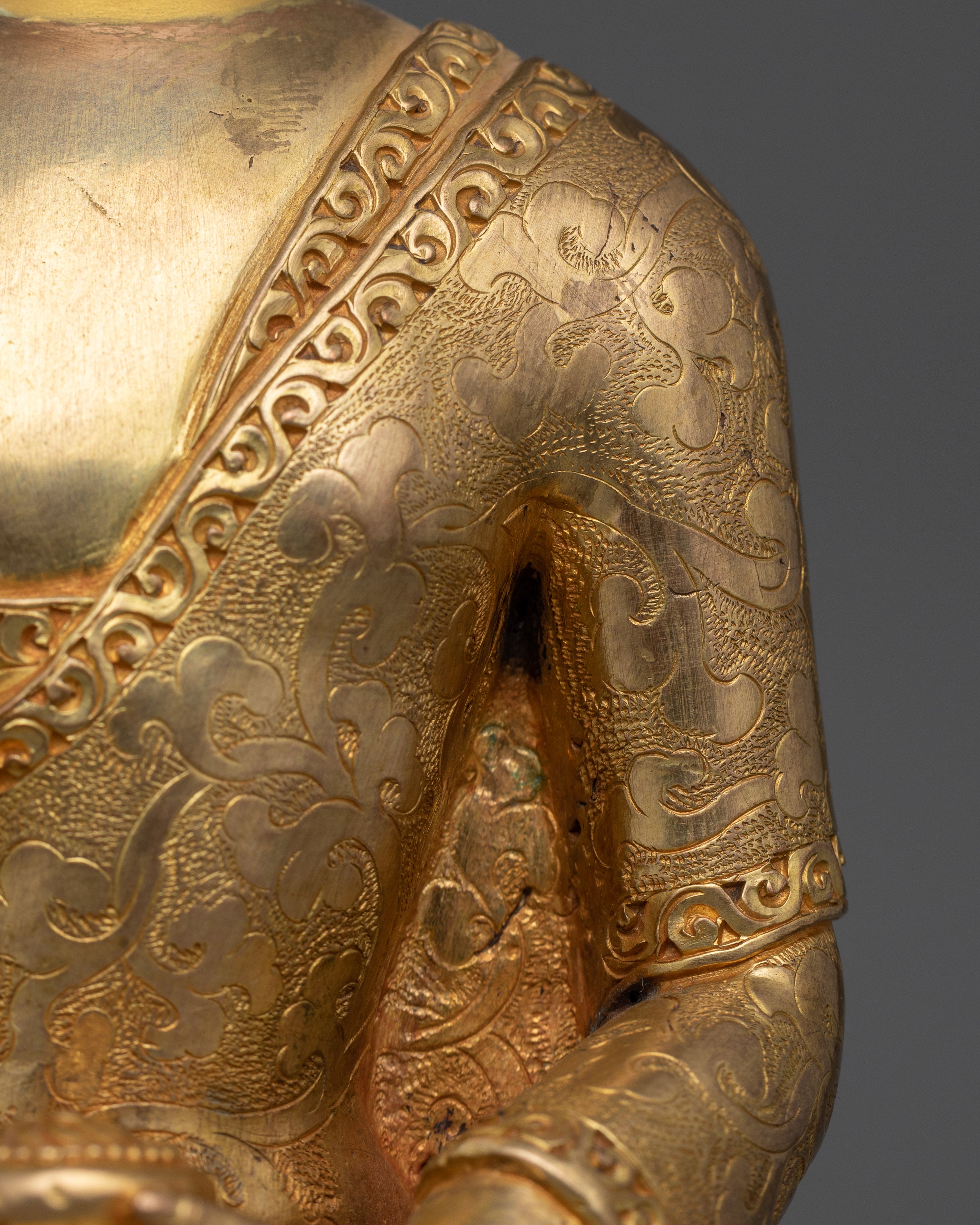 Meditation Shakyamuni Buddha Sculpture for Buddhist Altars | 24K Gold Gilded Buddhist Icon