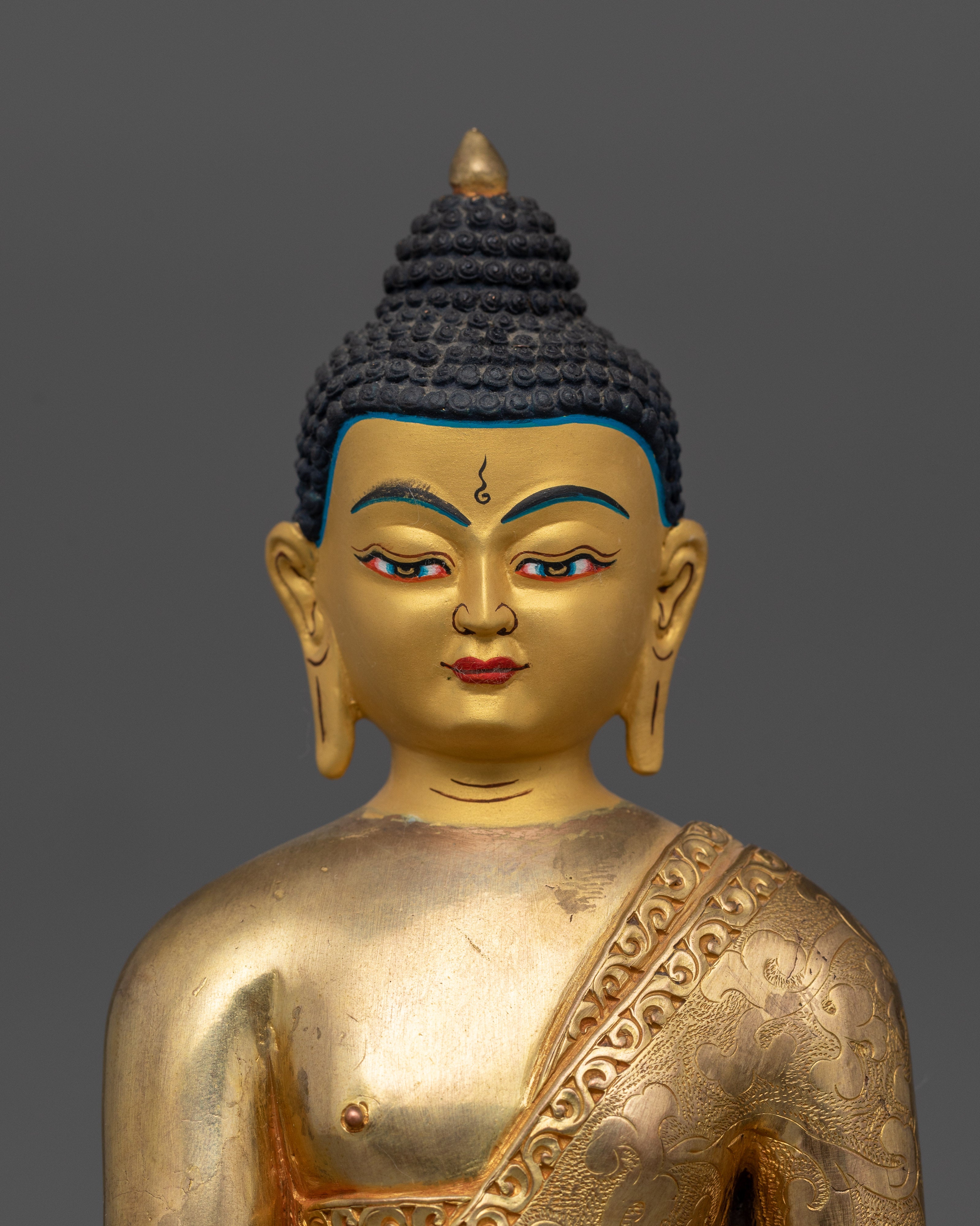 Meditation Shakyamuni Buddha Sculpture for Buddhist Altars | 24K Gold Gilded Buddhist Icon