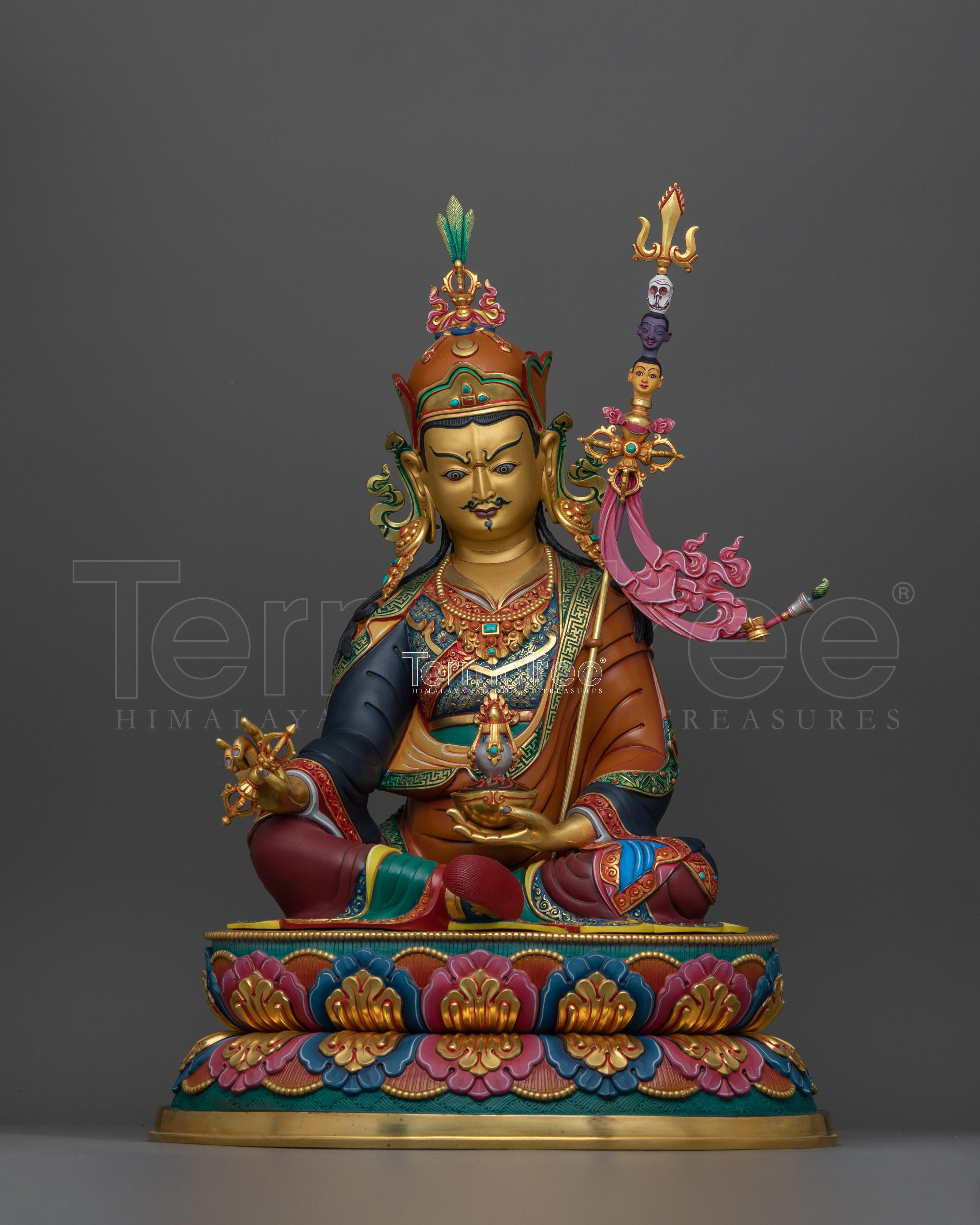 Lotus Born Buddhist Guru Rinpoche Sculpture | Handcrafted Buddhist Art for Spiritual Wisdom