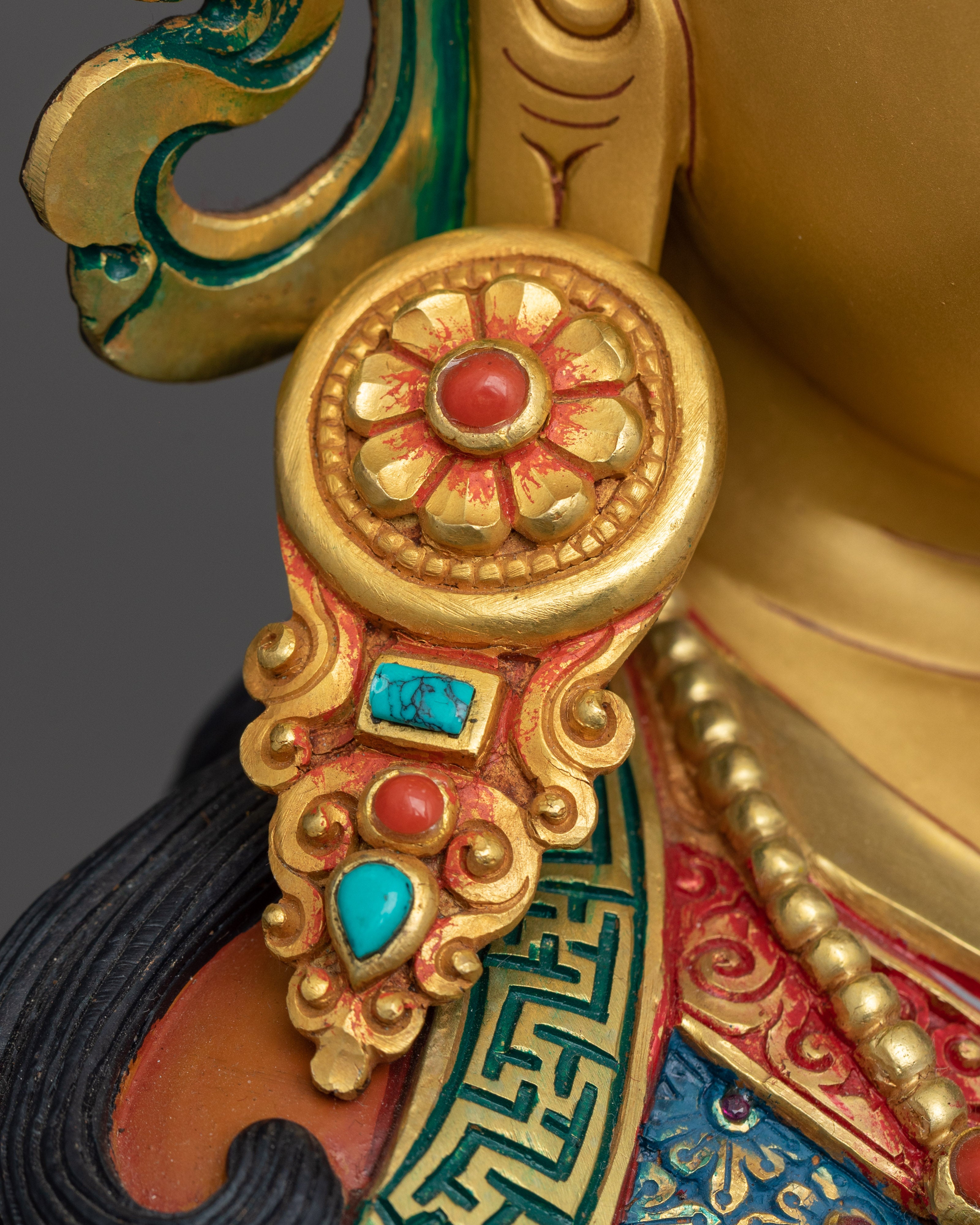 Lotus Born Buddhist Guru Rinpoche Sculpture | Handcrafted Buddhist Art for Spiritual Wisdom