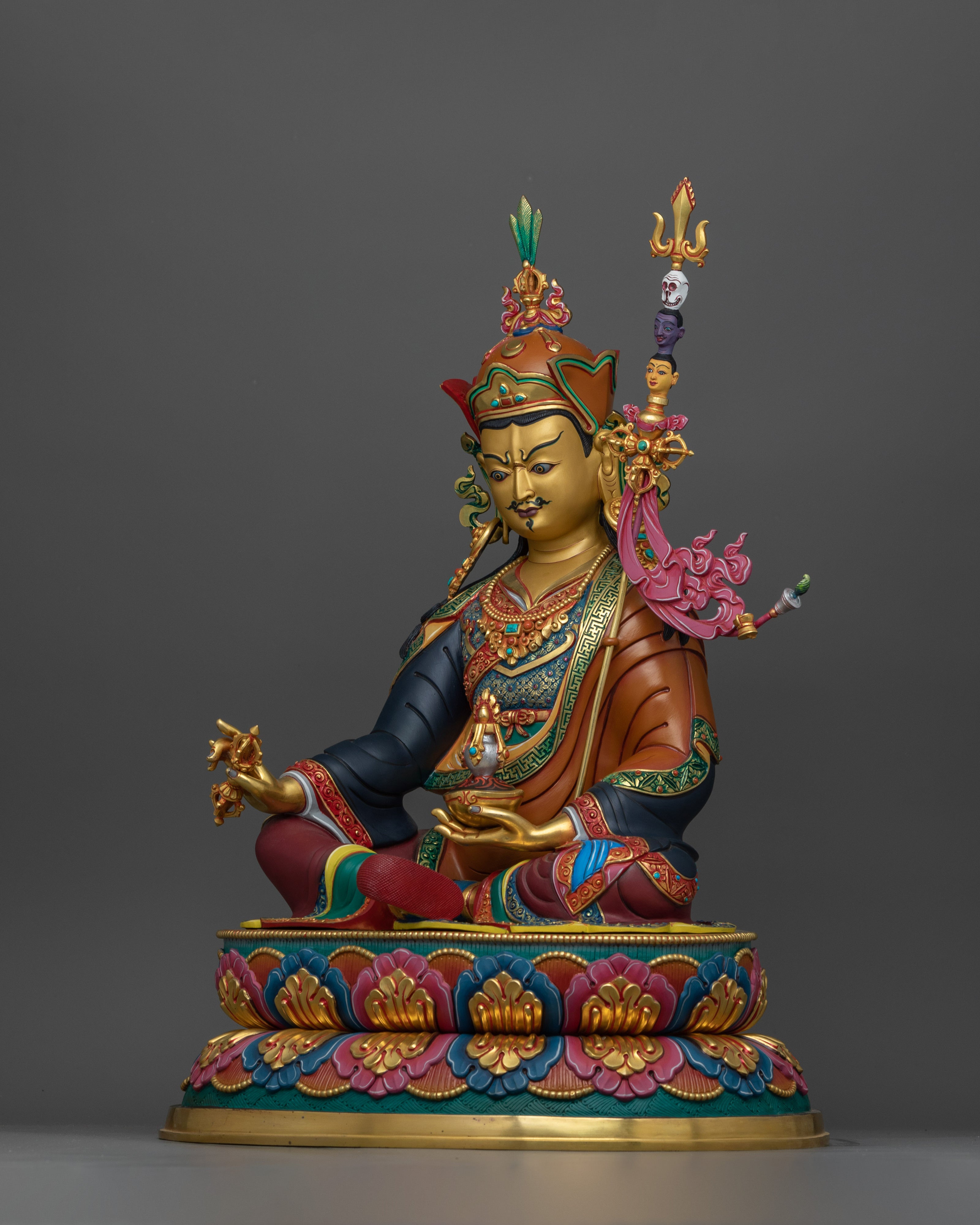 Lotus Born Buddhist Guru Rinpoche Sculpture | Handcrafted Buddhist Art for Spiritual Wisdom