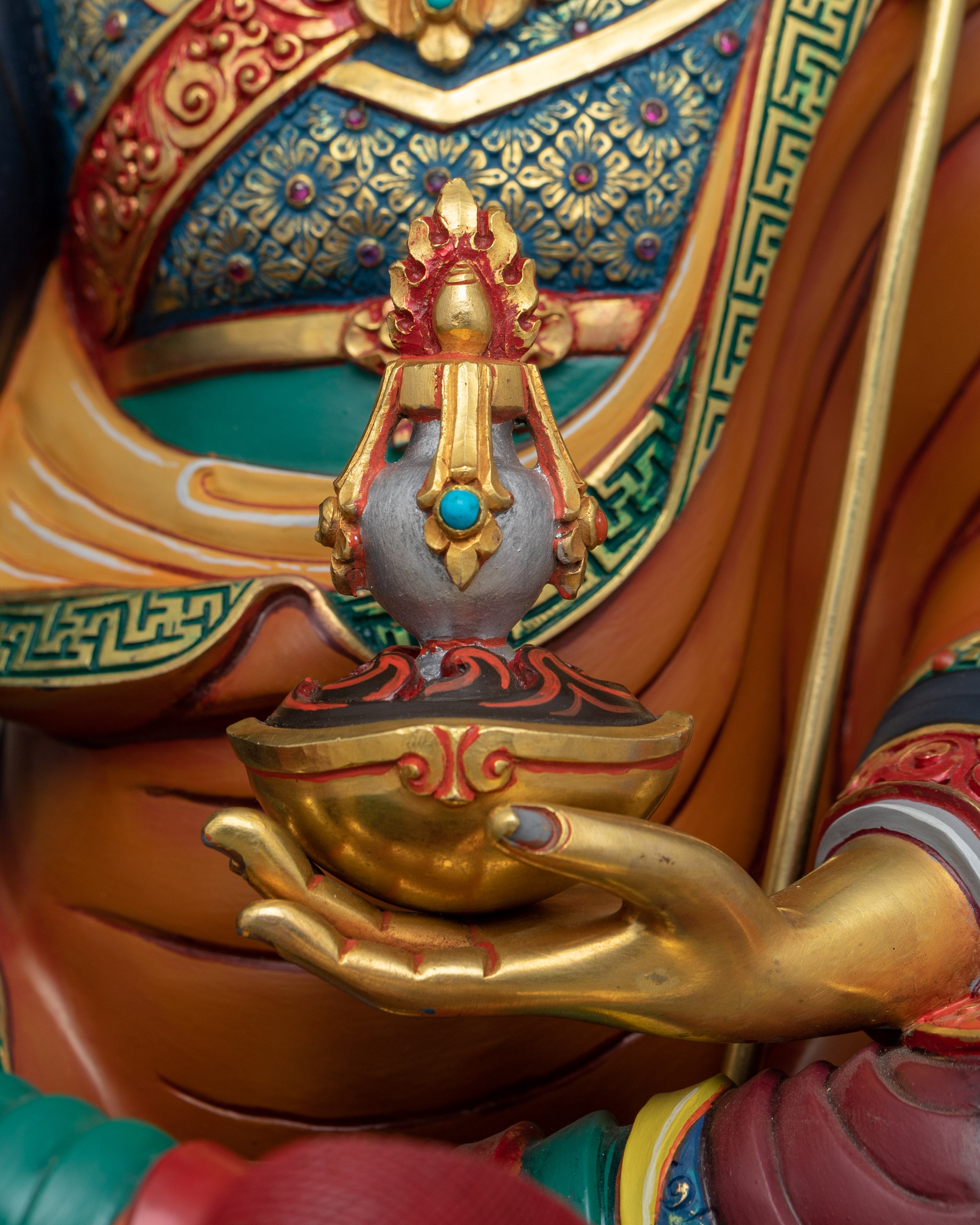 Lotus Born Buddhist Guru Rinpoche Sculpture | Handcrafted Buddhist Art for Spiritual Wisdom