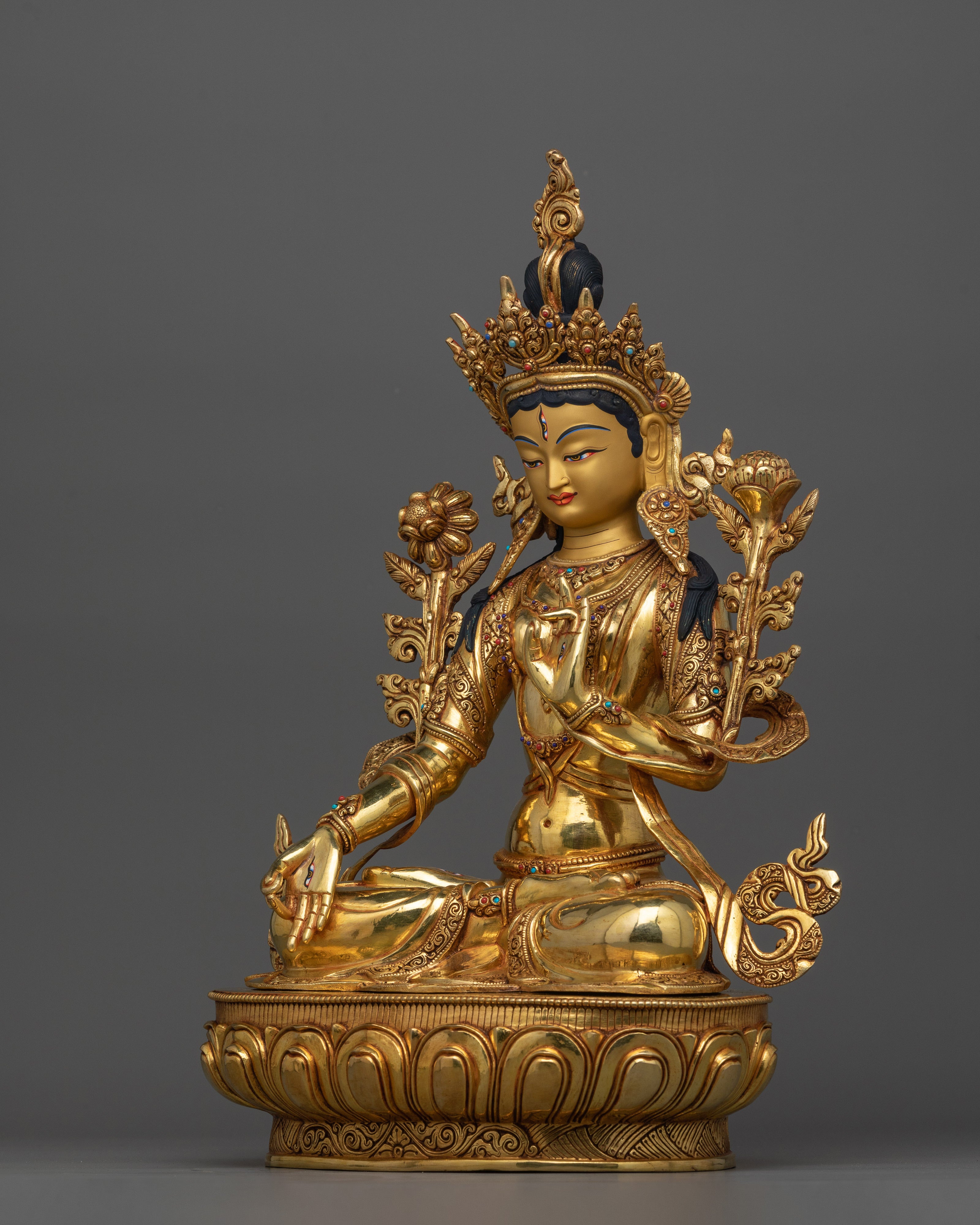 White Tara Bodhisattva with Seven Eyes Deity Statue | Goddess of Compassion