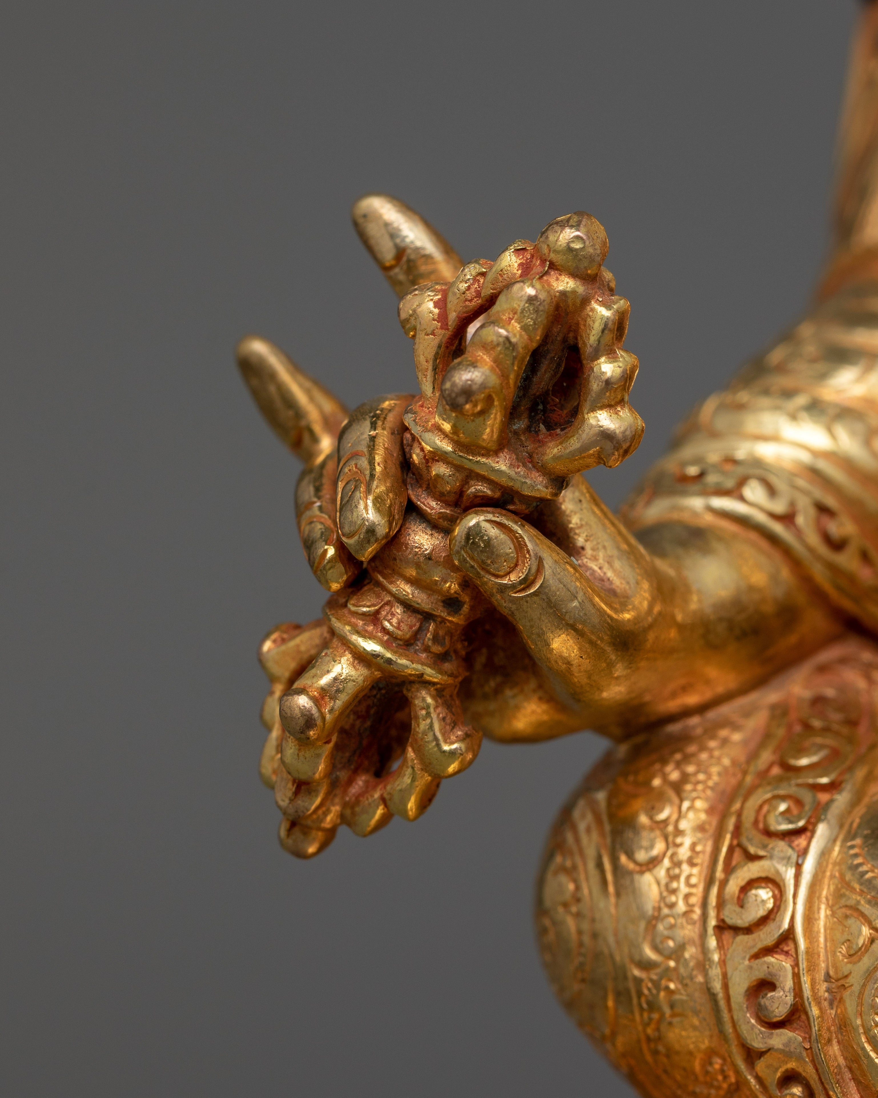 Handcrafted Gold Gilded Copper Lotus Born Master Statue | Spiritual Protection and Enlightenment