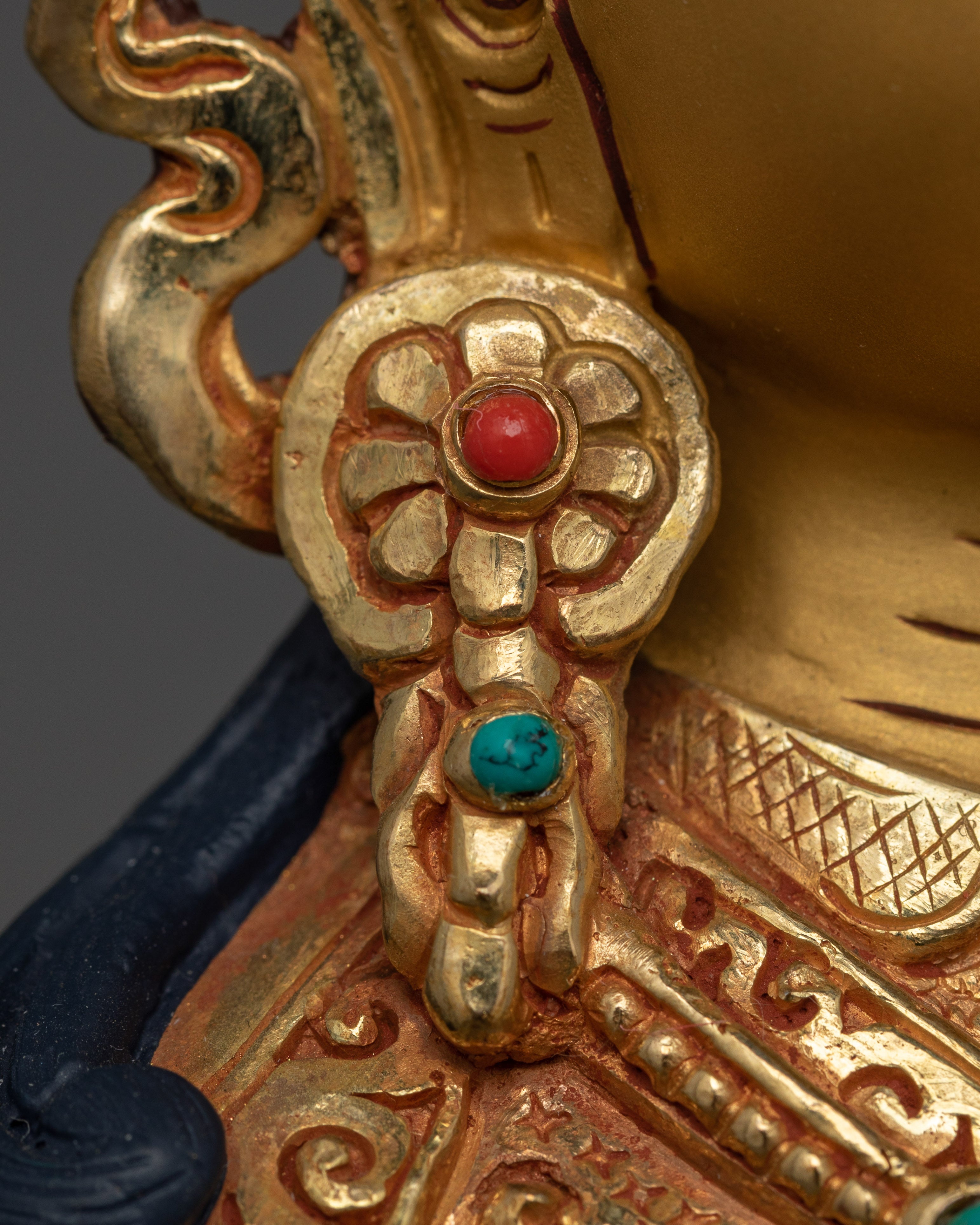 Handcrafted Gold Gilded Copper Lotus Born Master Statue | Spiritual Protection and Enlightenment