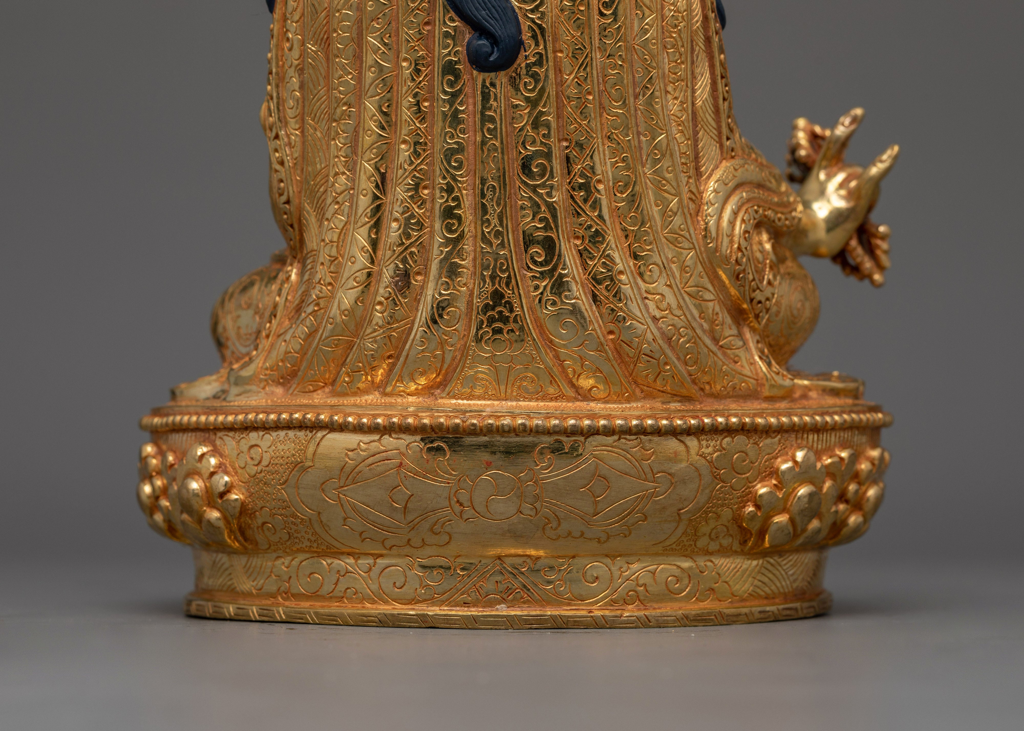 Handcrafted Gold Gilded Copper Lotus Born Master Statue | Spiritual Protection and Enlightenment