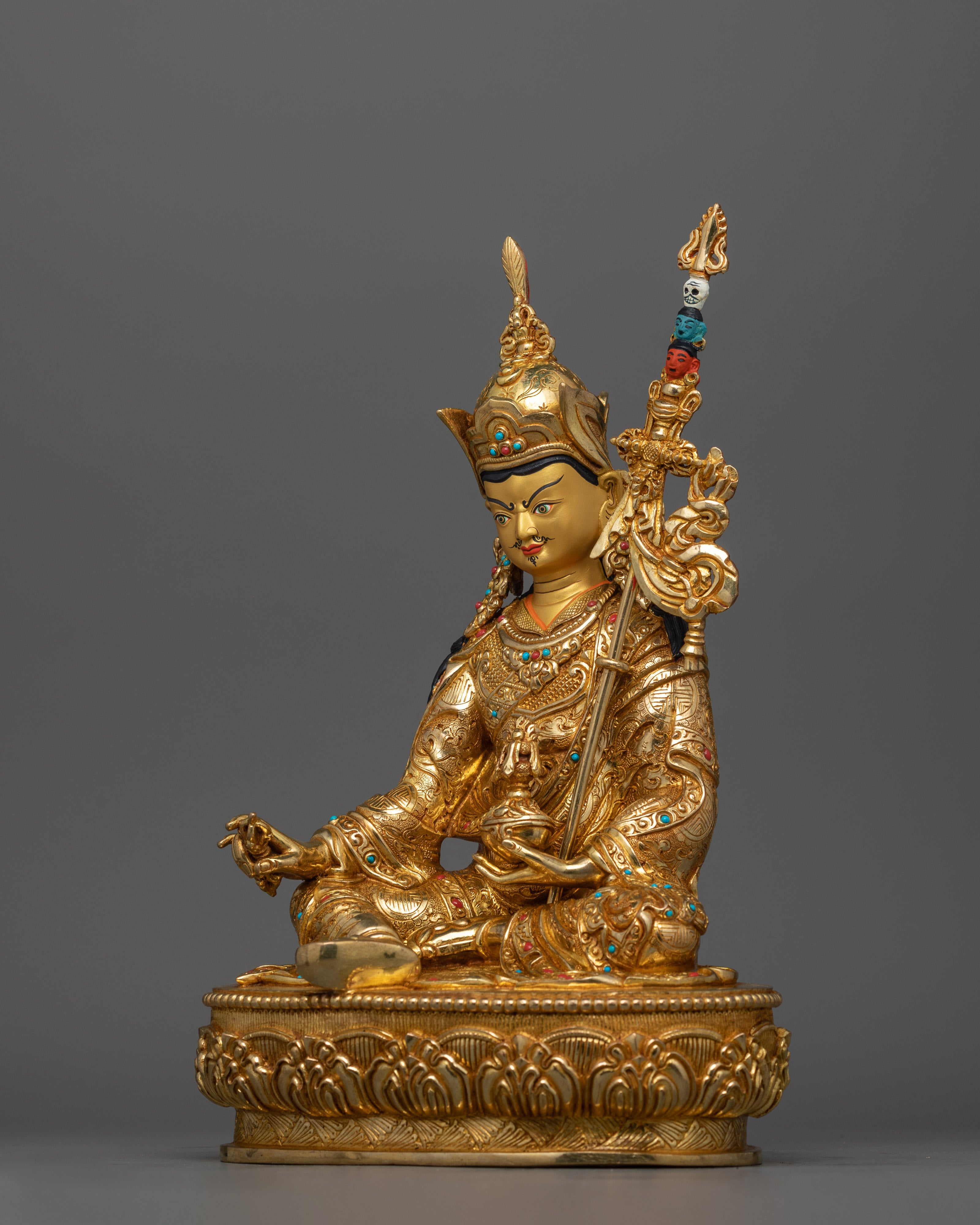 Guru Rinpoche Tibetan Tantric Master Sculpture | Symbol of Spiritual Power and Protection
