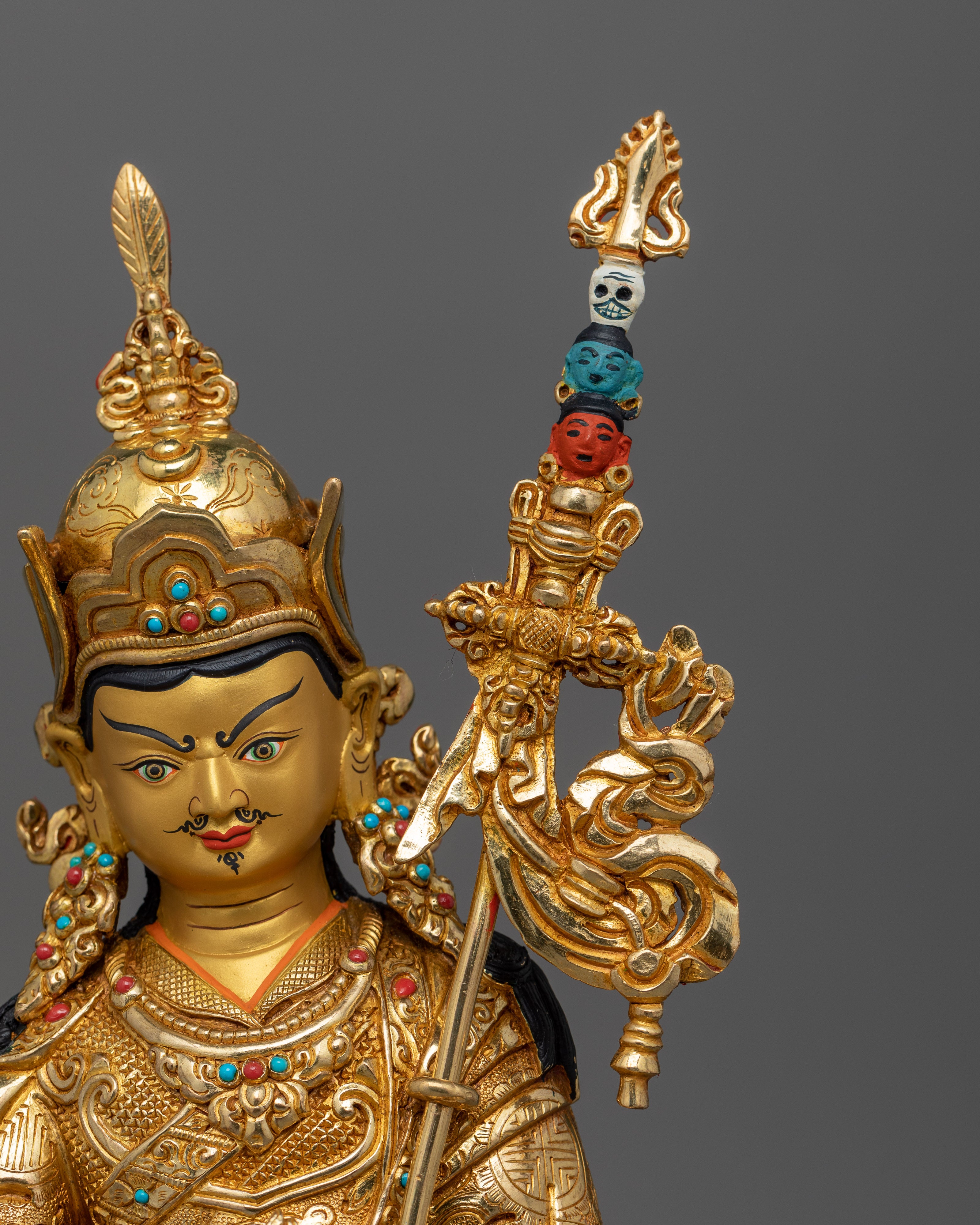 Guru Rinpoche Tibetan Tantric Master Sculpture | Symbol of Spiritual Power and Protection