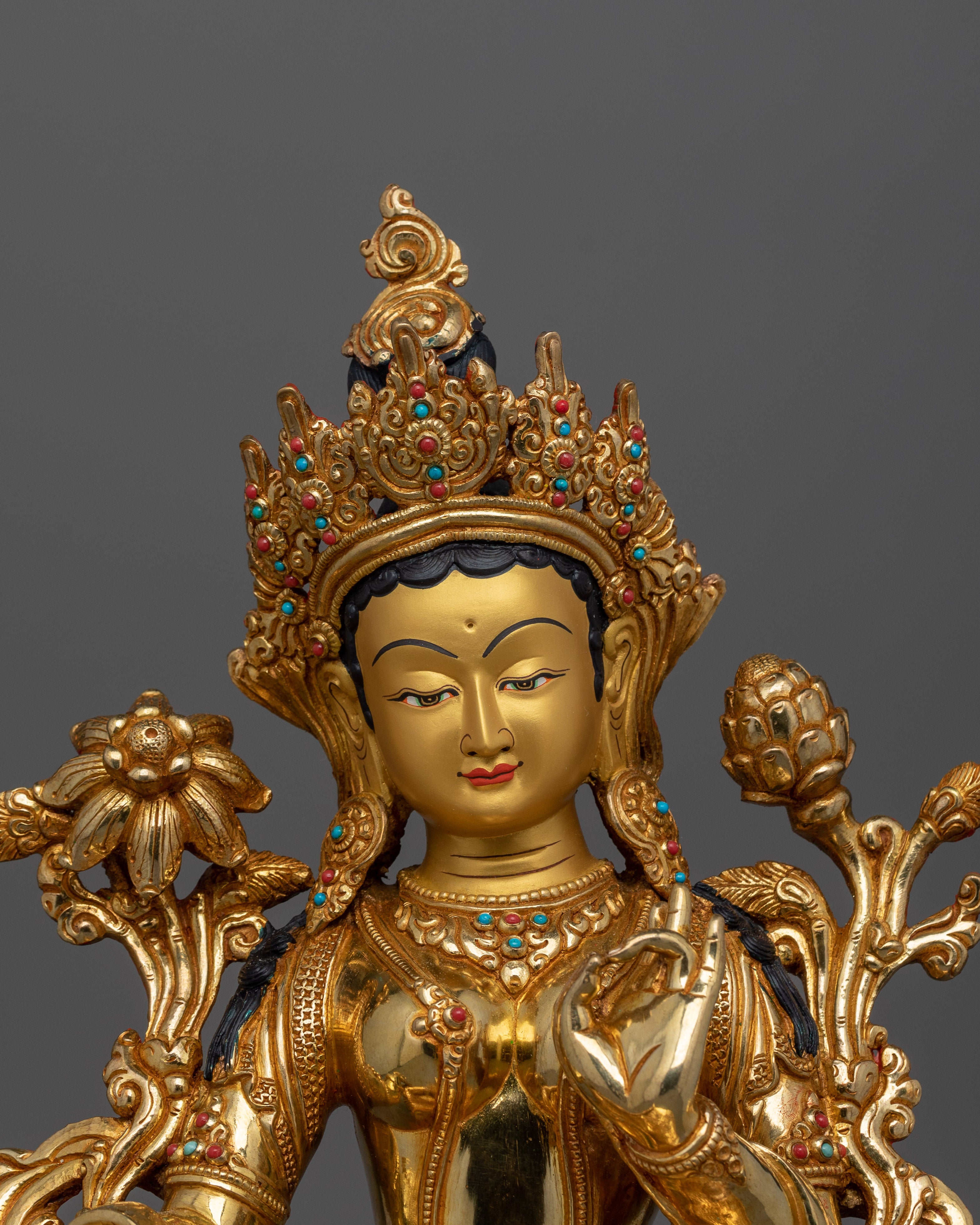 Buddhist Jetsun Dolma Green Tara Sculpture | Compassionate and Protective Buddha